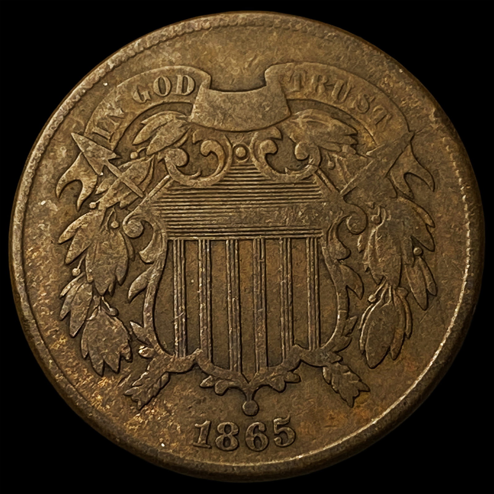 1865 Copper Two-Cent Piece LIGHTLY CIRCULATED (1 of 2)