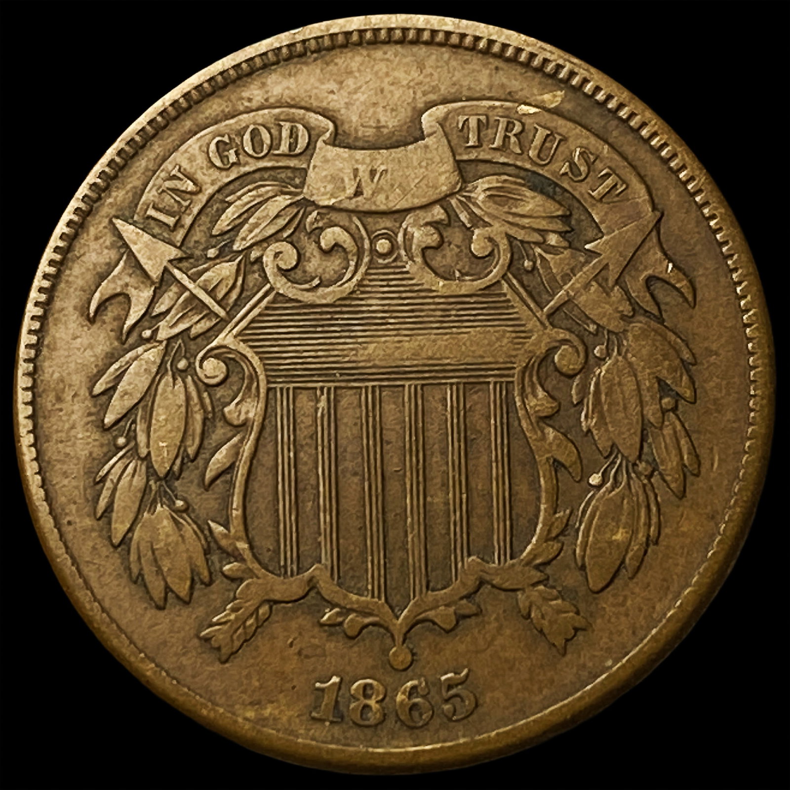 1865 Two-Cent Piece LIGHTLY CIRCULATED (1 of 2)