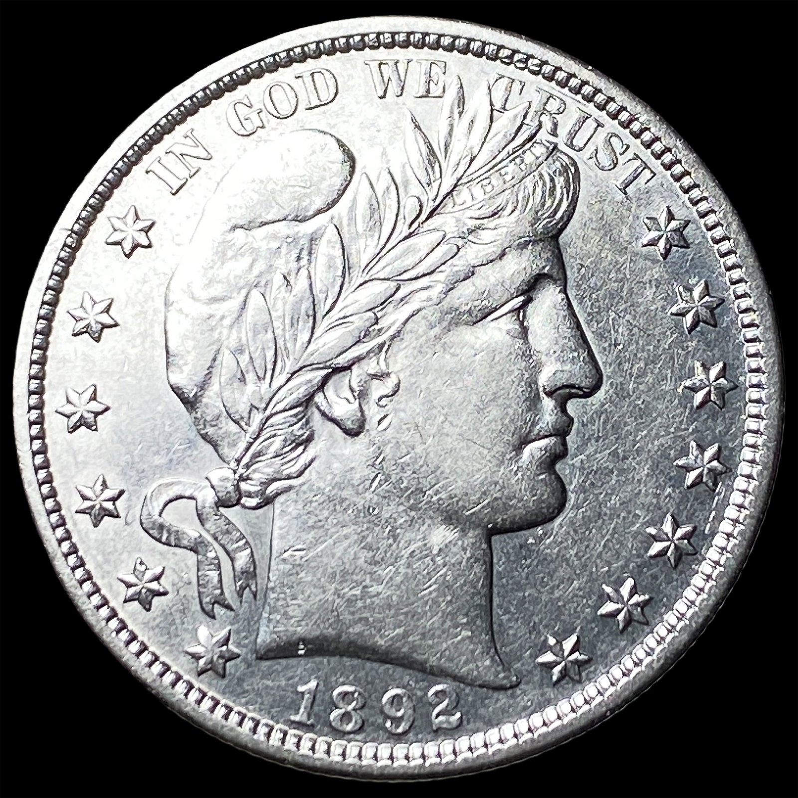 1892 Silver Half Dollar (Barber) CLOSELY UNCIRCULATED (1 of 2)