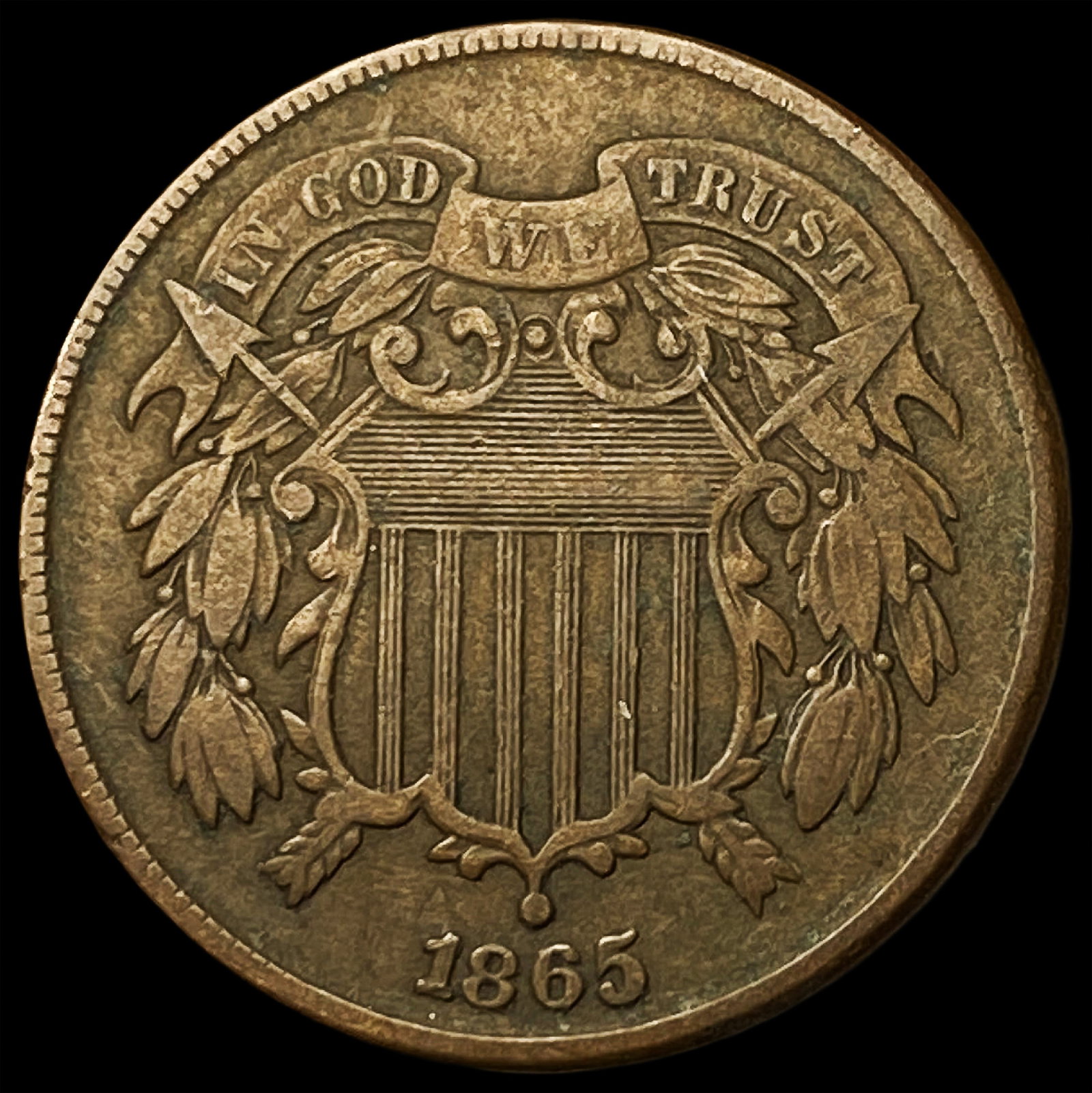1865 Bronze Two-Cent Piece LIGHTLY CIRCULATED (1 of 2)