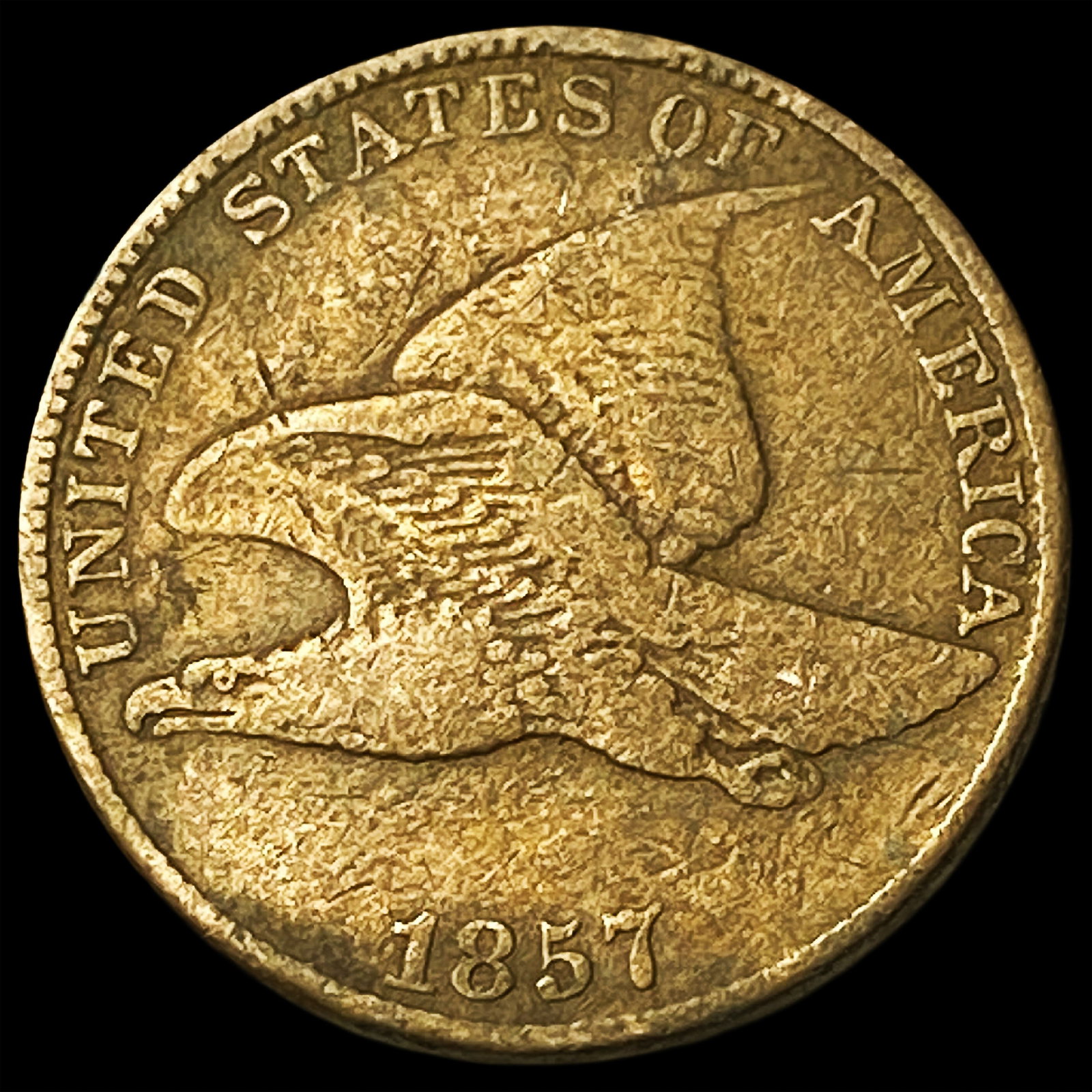 1857 Copper-Nickel Flying Eagle Cent ABOUT UNCIRCULATED: 1857 Copper-Nickel Flying Eagle Cent ABOUT UNCIRCULATED
