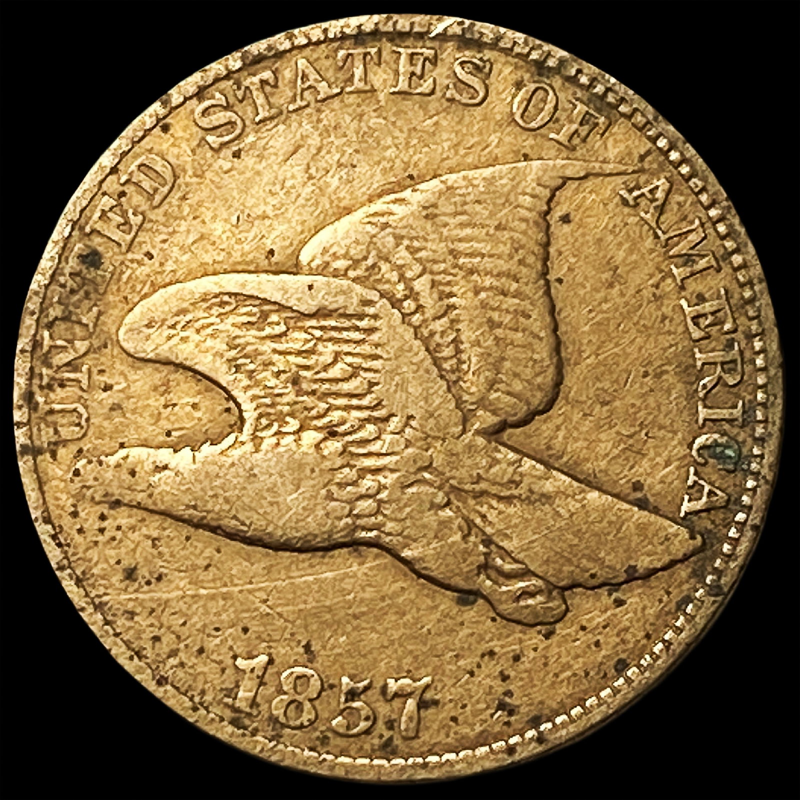 1857 Copper-Nickel Flying Eagle Cent ABOUT UNCIRCULATED: 1857 Copper-Nickel Flying Eagle Cent ABOUT UNCIRCULATED