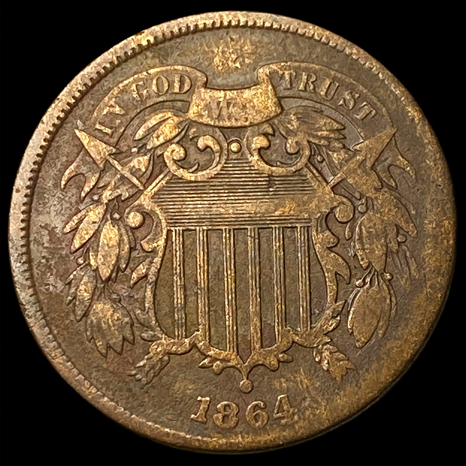 1864 Bronze Two-Cent Piece LIGHTLY CIRCULATED (1 of 2)
