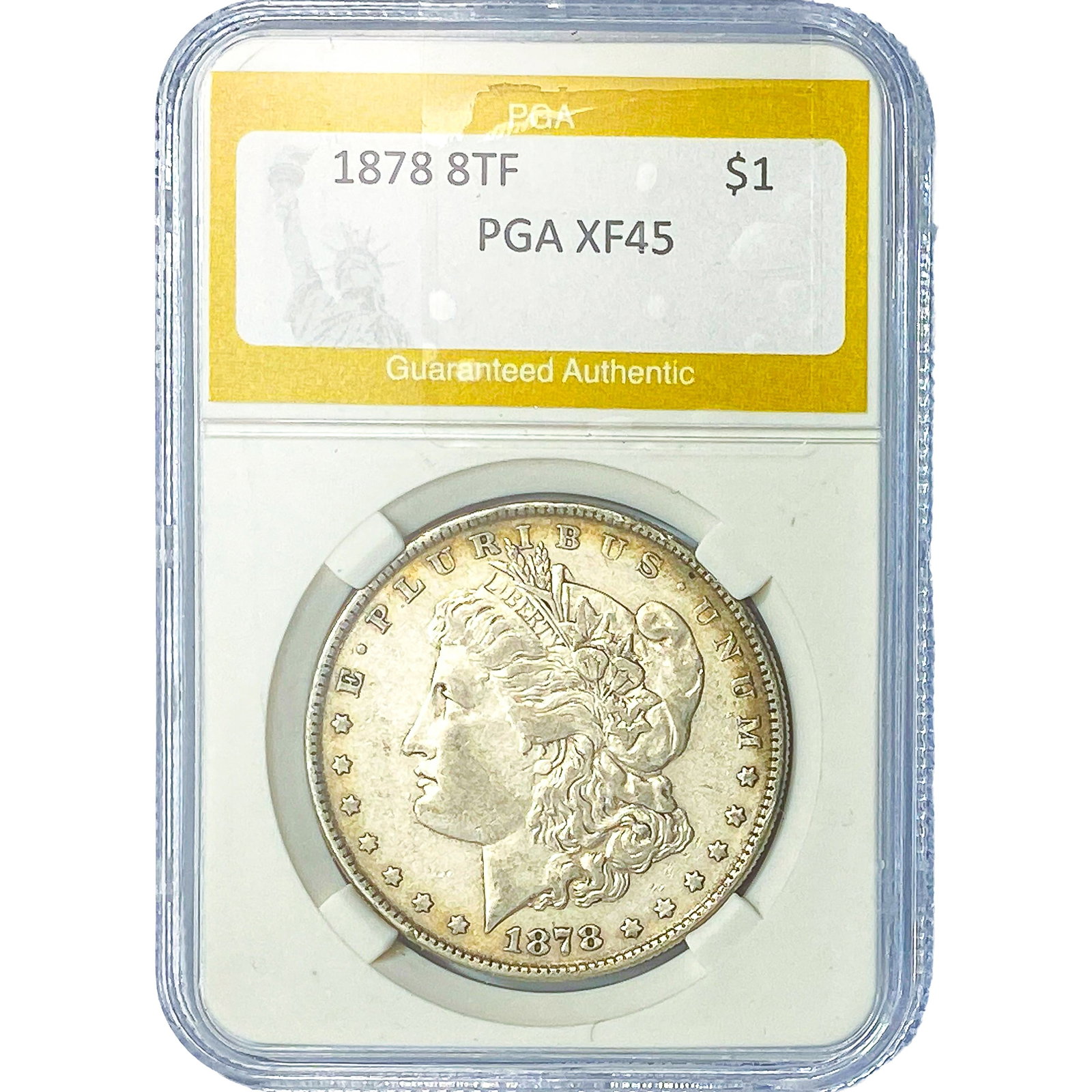 1878 8TF Morgan Silver Dollar PGA XF45: 1878 8TF Morgan Silver Dollar PGA XF45