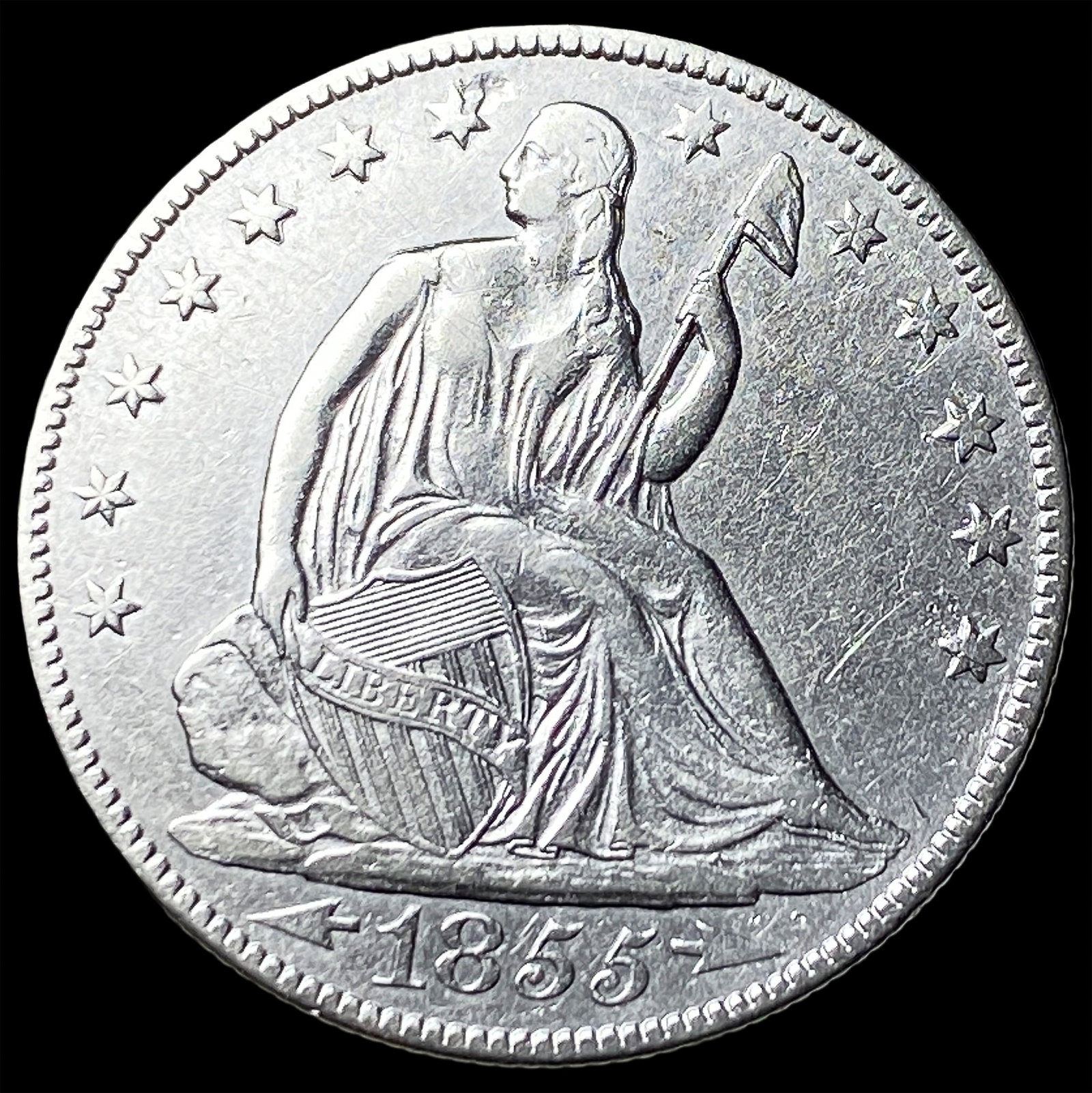 1855-O Silver Half Dollar CLOSELY UNCIRCULATED: 1855-O Silver Half Dollar CLOSELY UNCIRCULATED