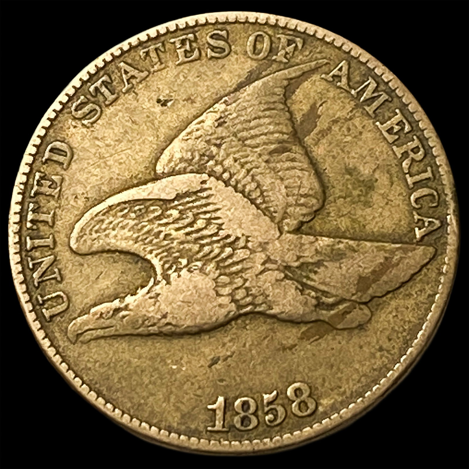 1858 Copper-Nickel Flying Eagle Cent ABOUT UNCIRCULATED (1 of 2)