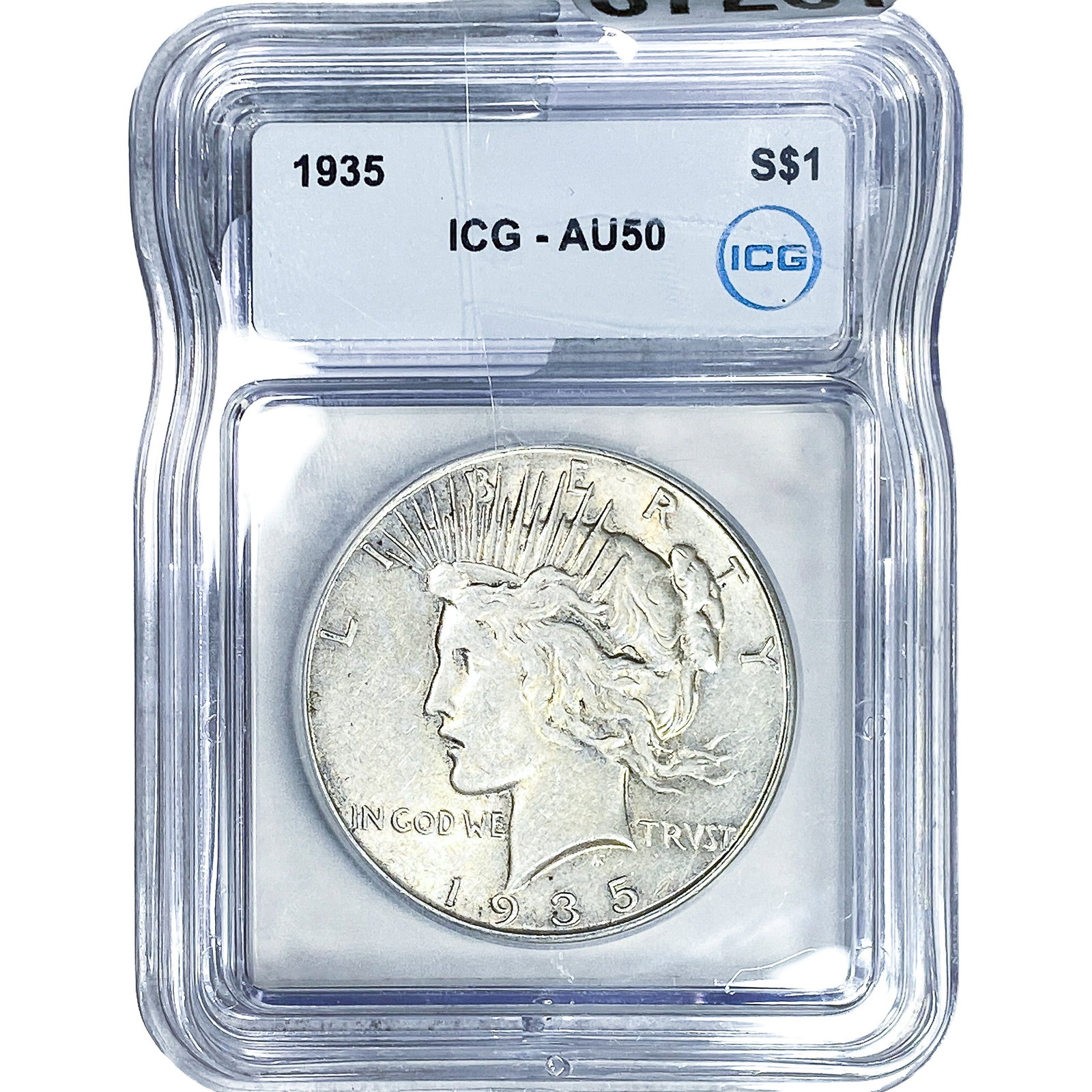 1935 Silver Peace Dollar ICG AU50: 1935 Silver Peace Dollar ICG AU50