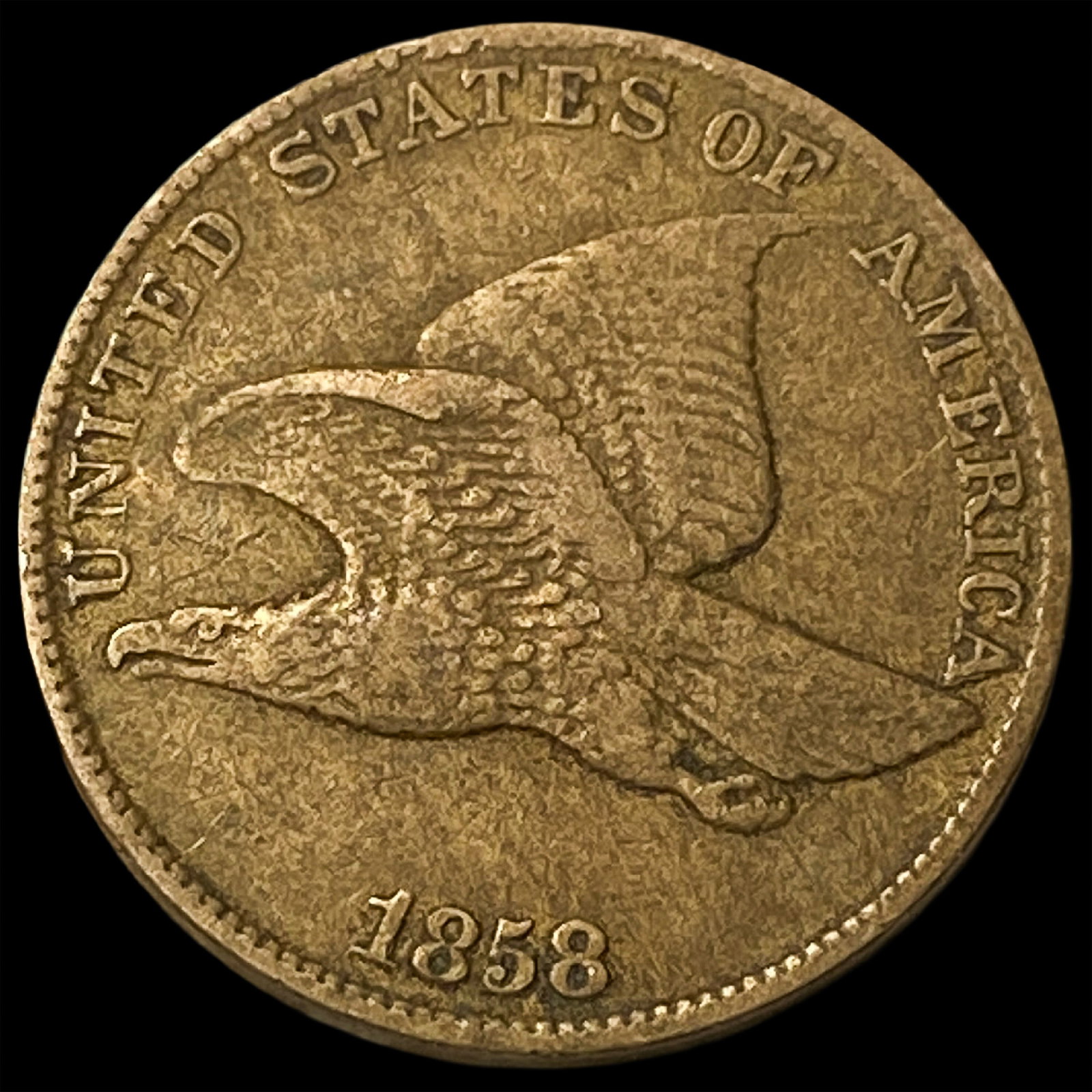 1858 Copper-Nickel Flying Eagle Cent ABOUT UNCIRCULATED (1 of 2)