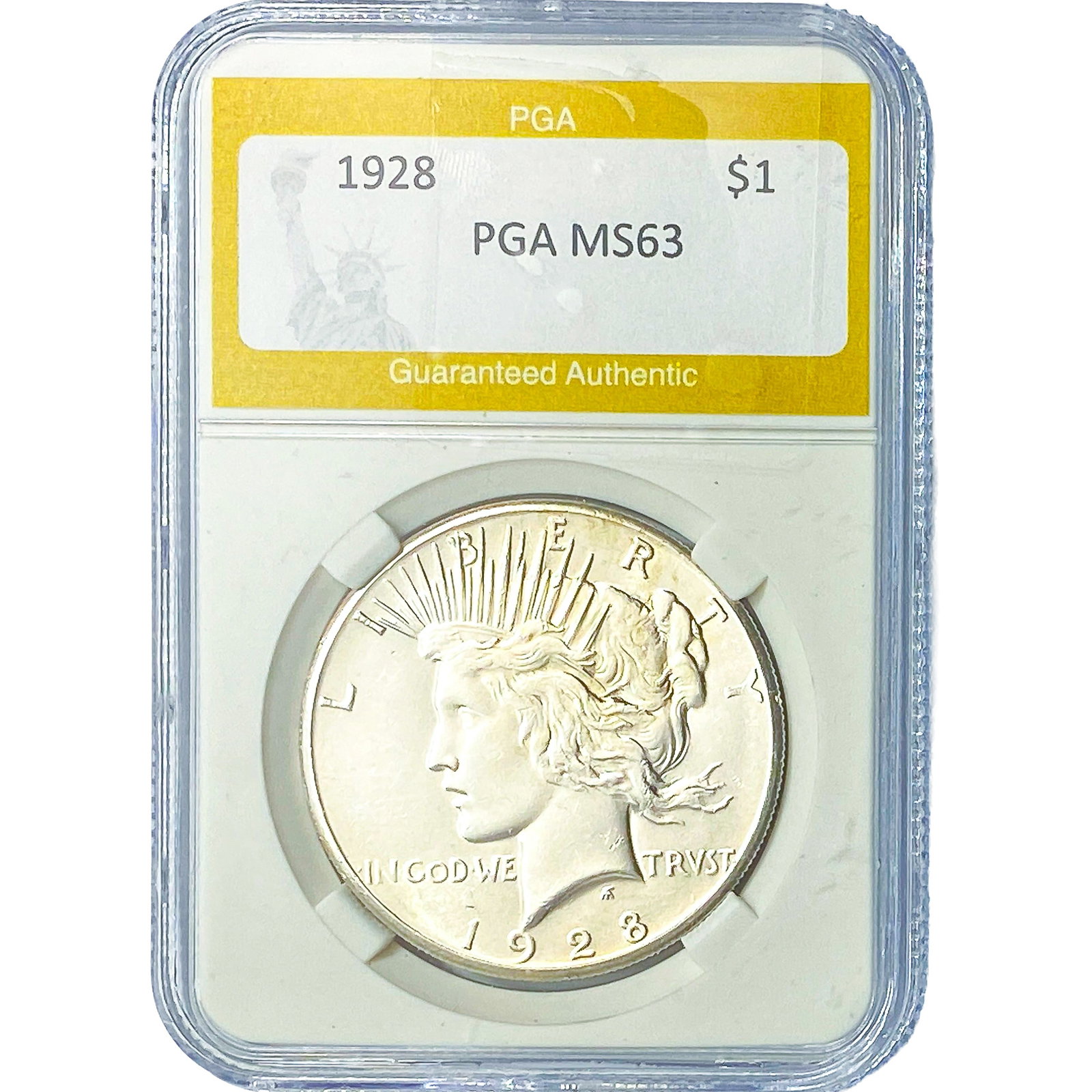 1928 Silver Peace Dollar PGA MS63: 1928 Silver Peace Dollar PGA MS63