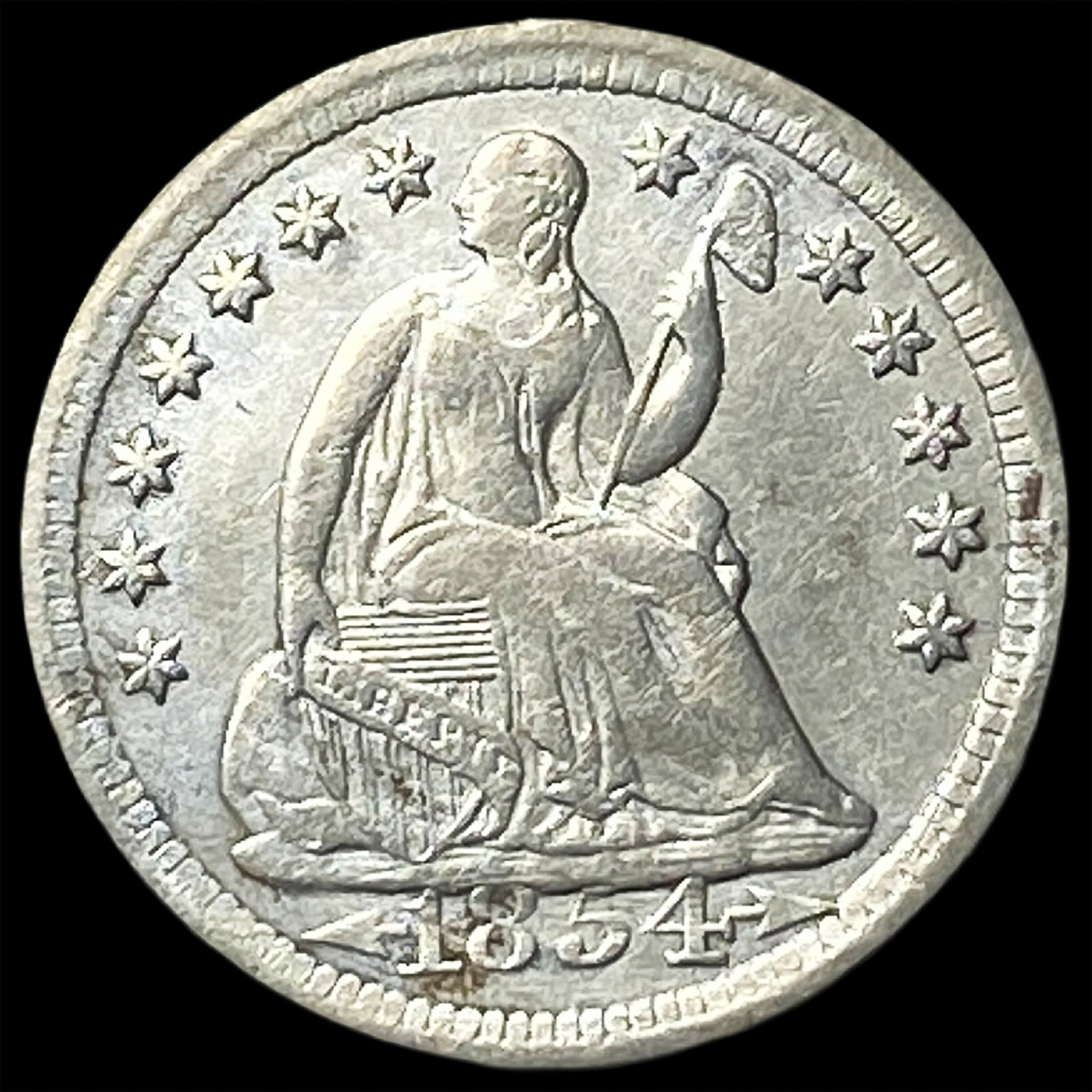 1854 Arrows Seated Liberty Half Dime NEARLY UNCIRCULATED (1 of 2)