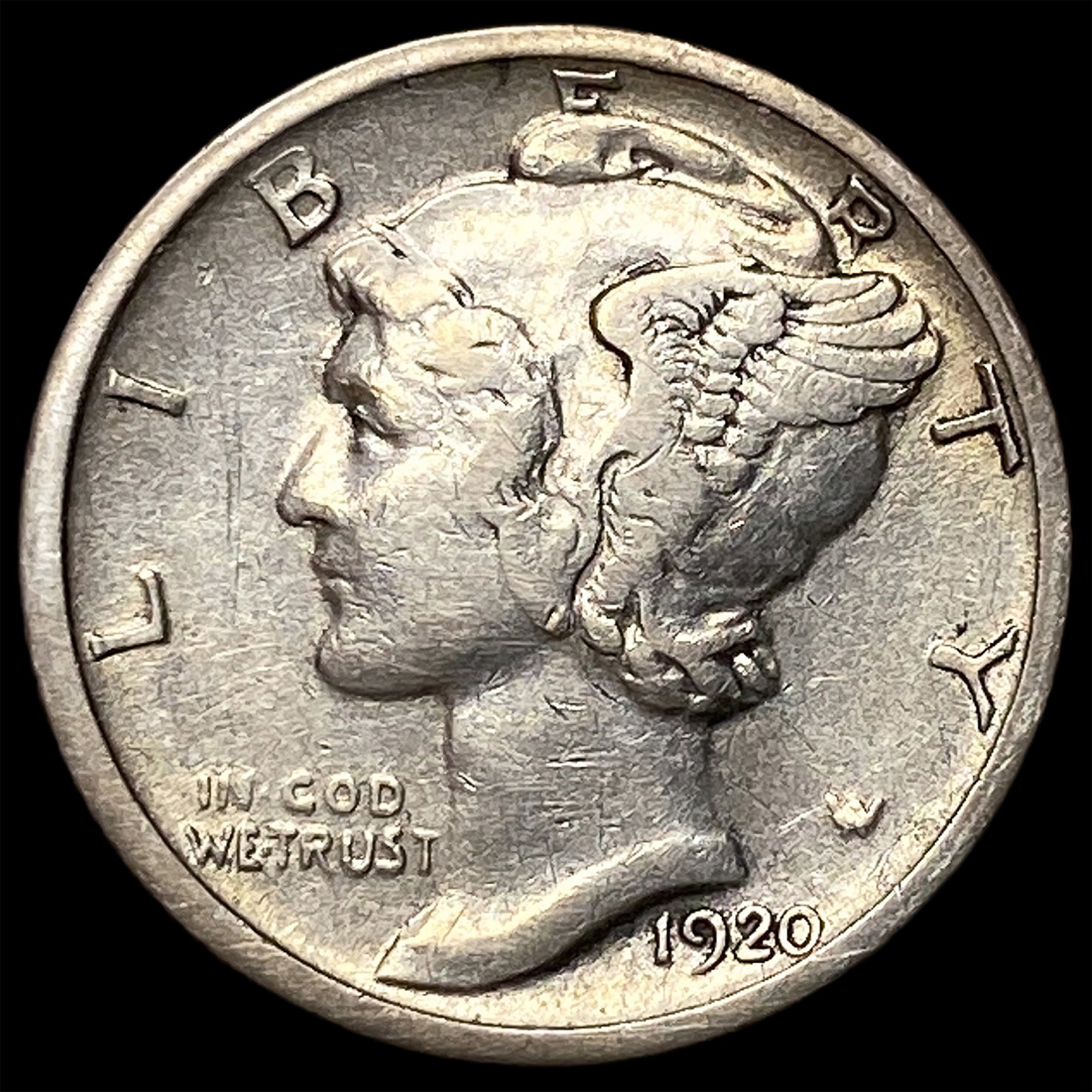 1920-S Silver Mercury Dime NEARLY UNCIRCULATED (1 of 2)