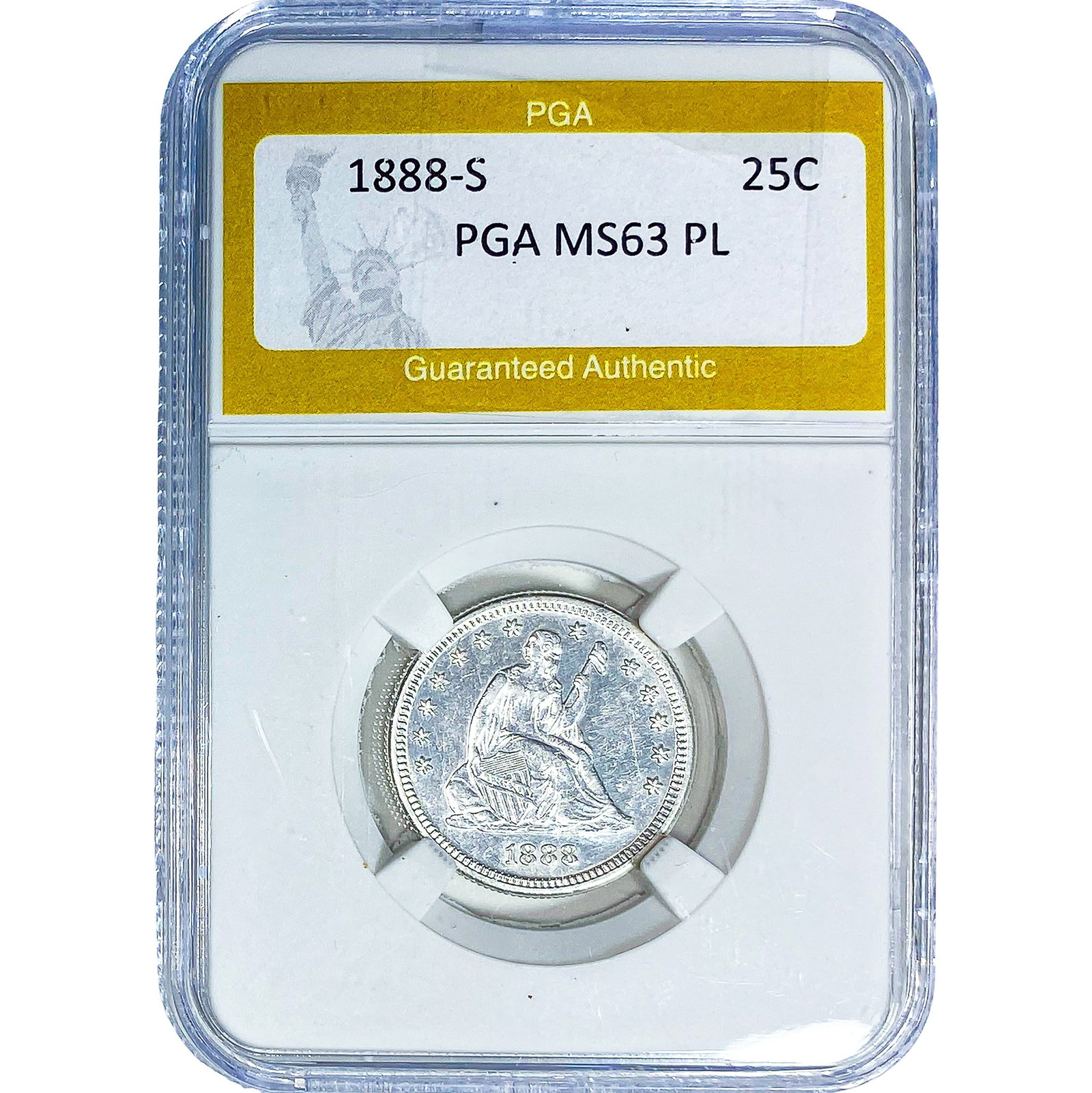1888-S Seated Liberty Quarter PGA MS63 PL (1 of 2)