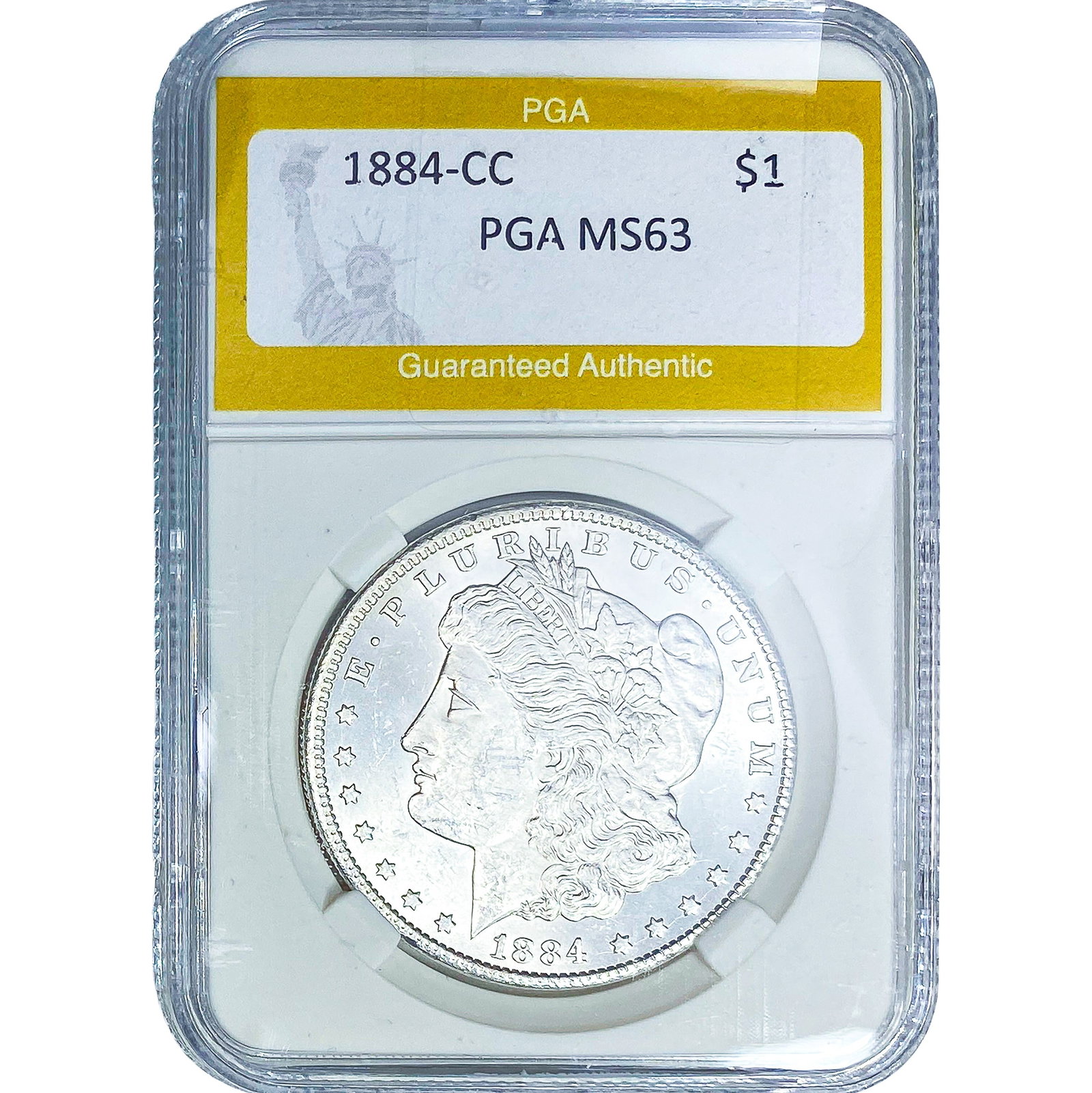 1884-CC Morgan Silver Dollar PGA MS63: 1884-CC Morgan Silver Dollar PGA MS63
