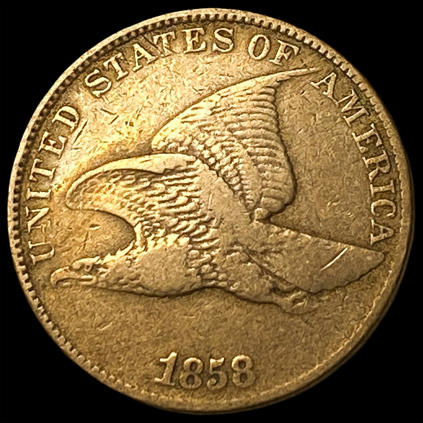 1858 Copper-Nickel Flying Eagle Cent ABOUT UNCIRCULATED: 1858 Copper-Nickel Flying Eagle Cent ABOUT UNCIRCULATED
