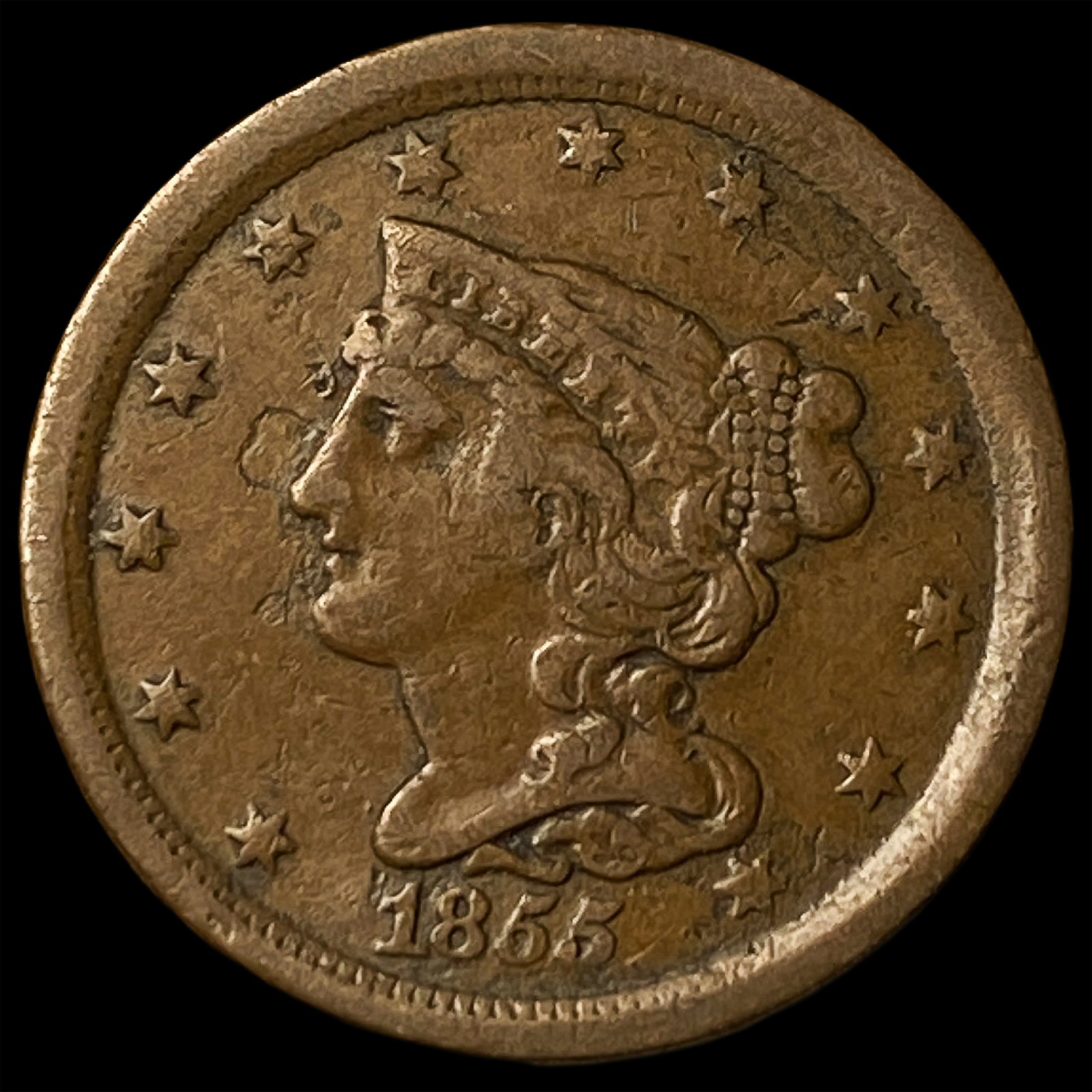 1855 Braided Hair Half Cent NEARLY UNCIRCULATED: 1855 Braided Hair Half Cent NEARLY UNCIRCULATED
