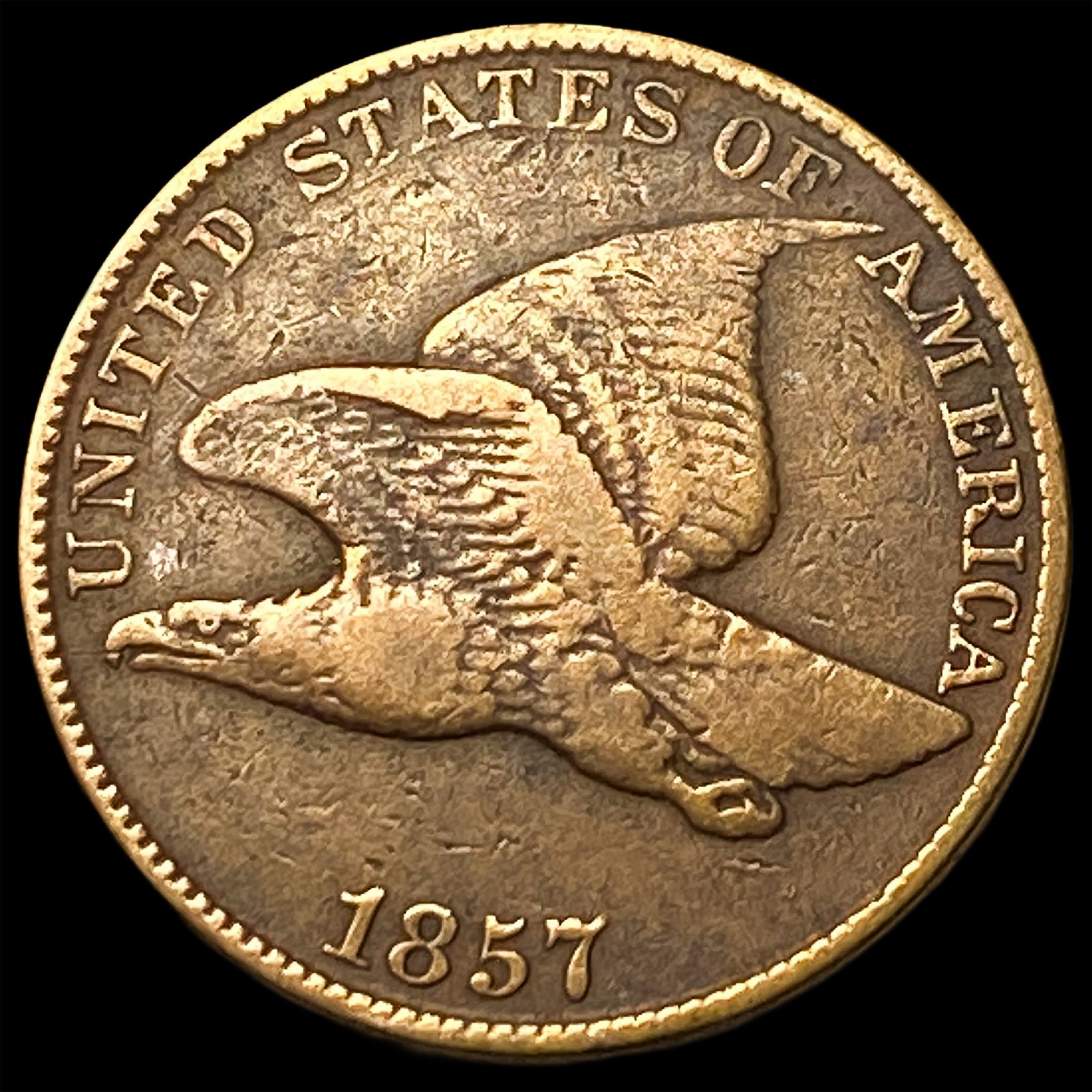 1857 Copper-Nickel Flying Eagle Cent ABOUT UNCIRCULATED: 1857 Copper-Nickel Flying Eagle Cent ABOUT UNCIRCULATED