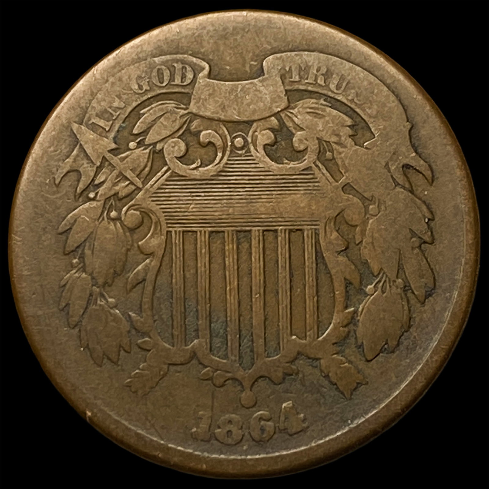 1864 Bronze Two-Cent Piece NICELY CIRCULATED (1 of 2)