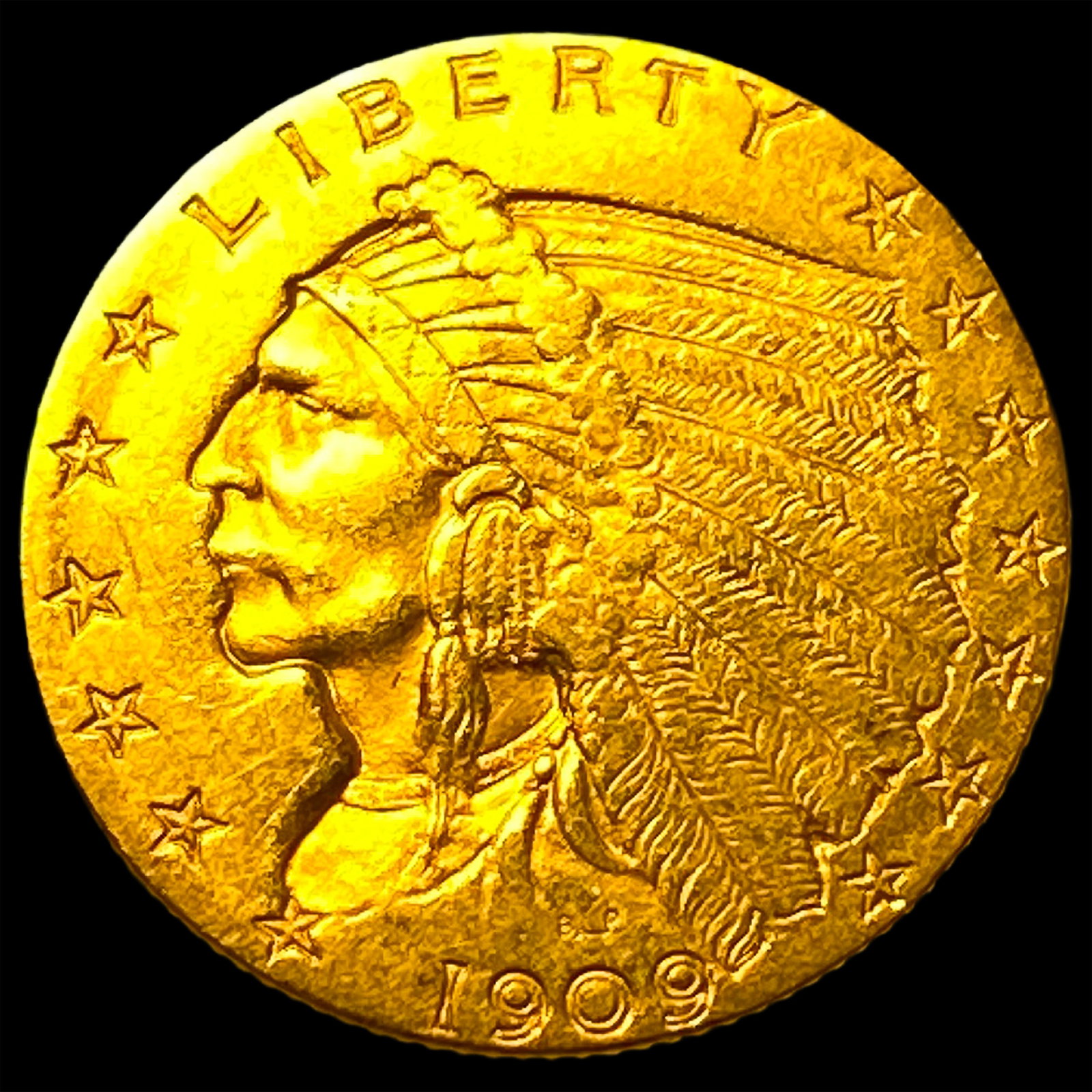1909 Indian Head Gold $2.50 Quarter Eagle CLOSELY UNCIRCULATED (1 of 2)