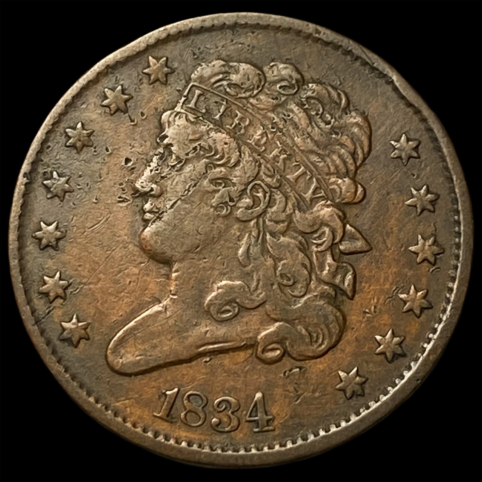 1834 Classic Head Half Cent NEARLY UNCIRCULATED (1 of 2)