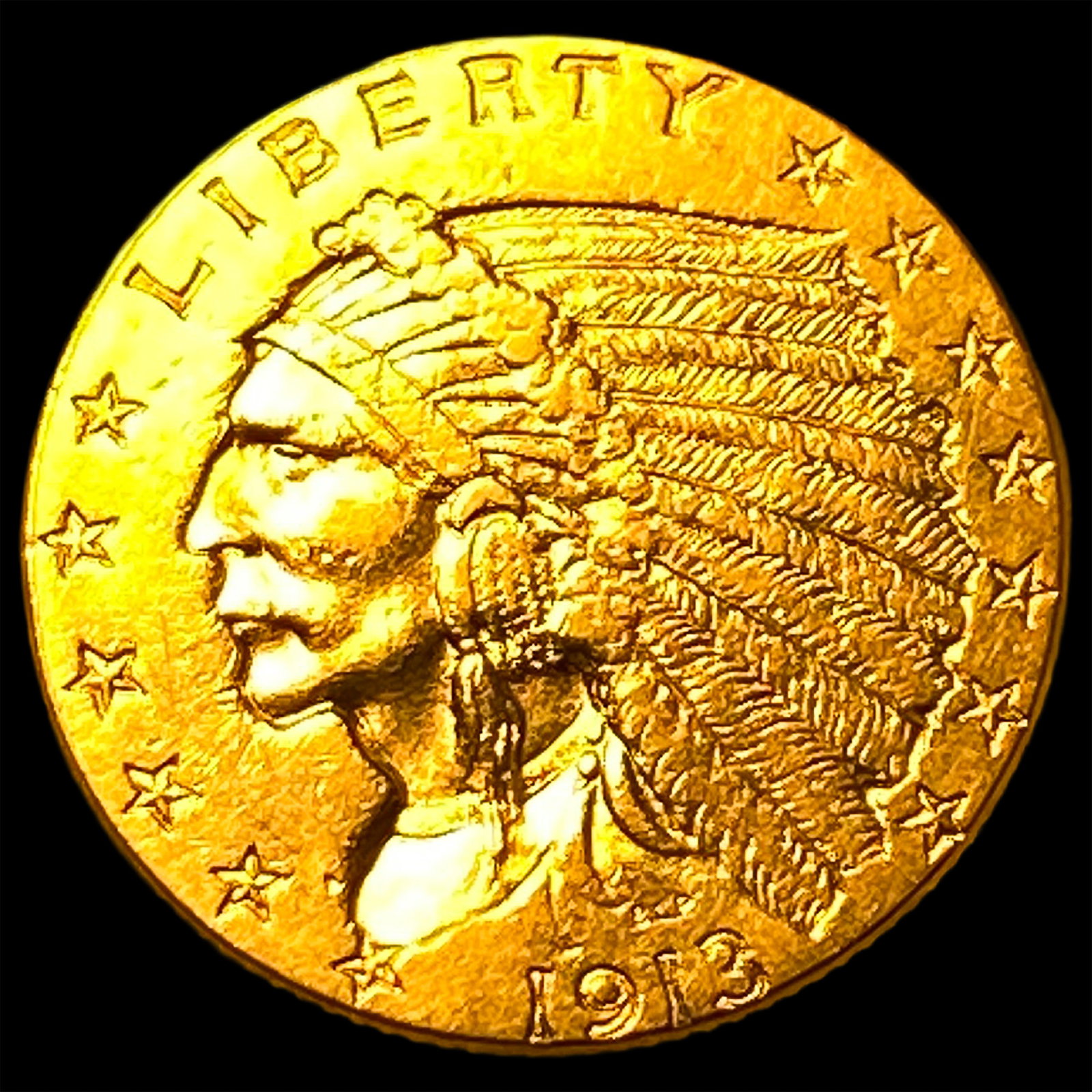 1913 Indian Head Gold $2.50 Quarter Eagle CLOSELY UNCIRCULATED (1 of 2)