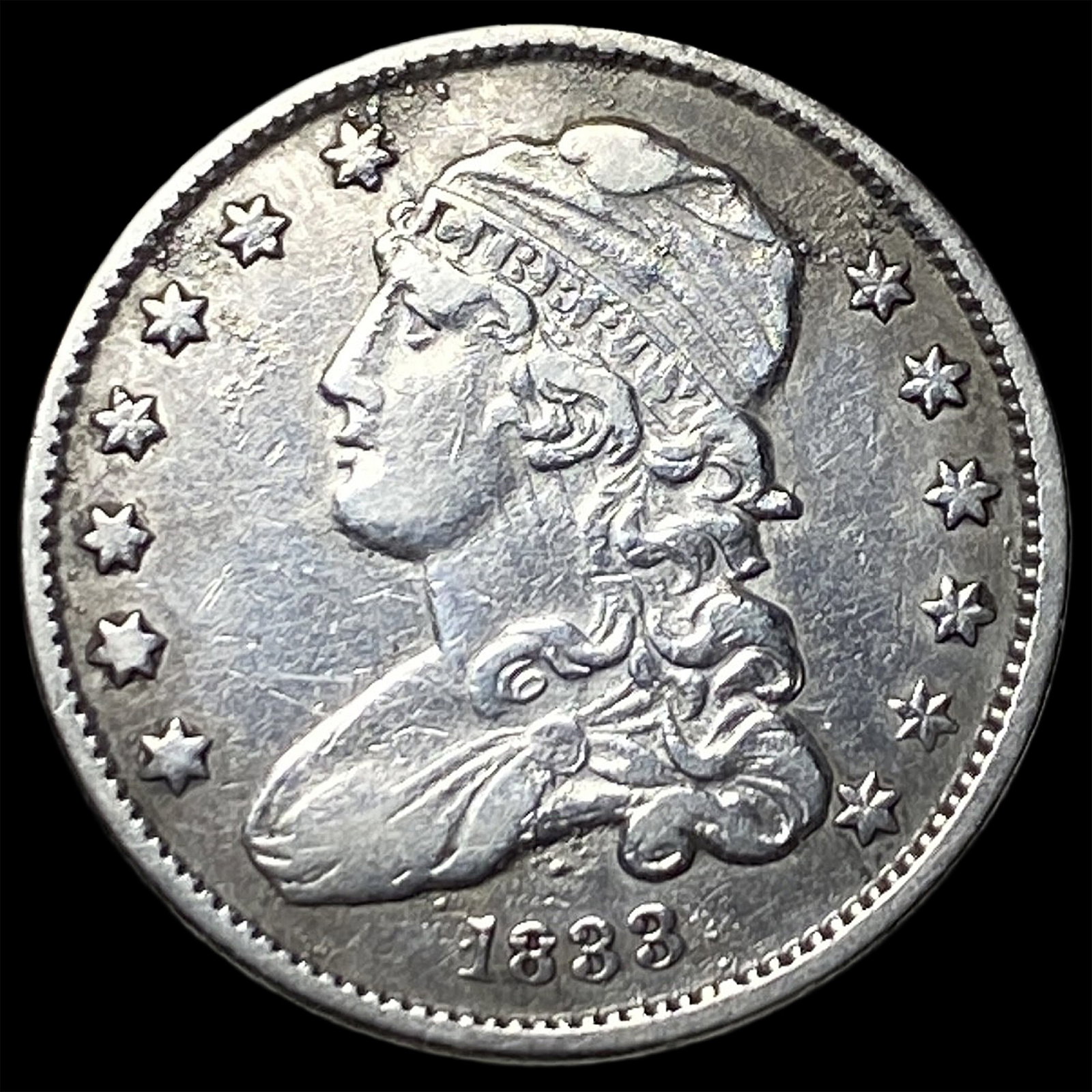 1833 Capped Bust Silver Quarter NEARLY UNCIRCULATED (1 of 2)
