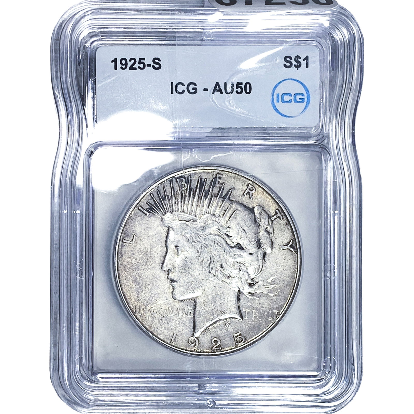 1925-S Silver Peace Dollar ICG AU50: 1925-S Silver Peace Dollar ICG AU50
