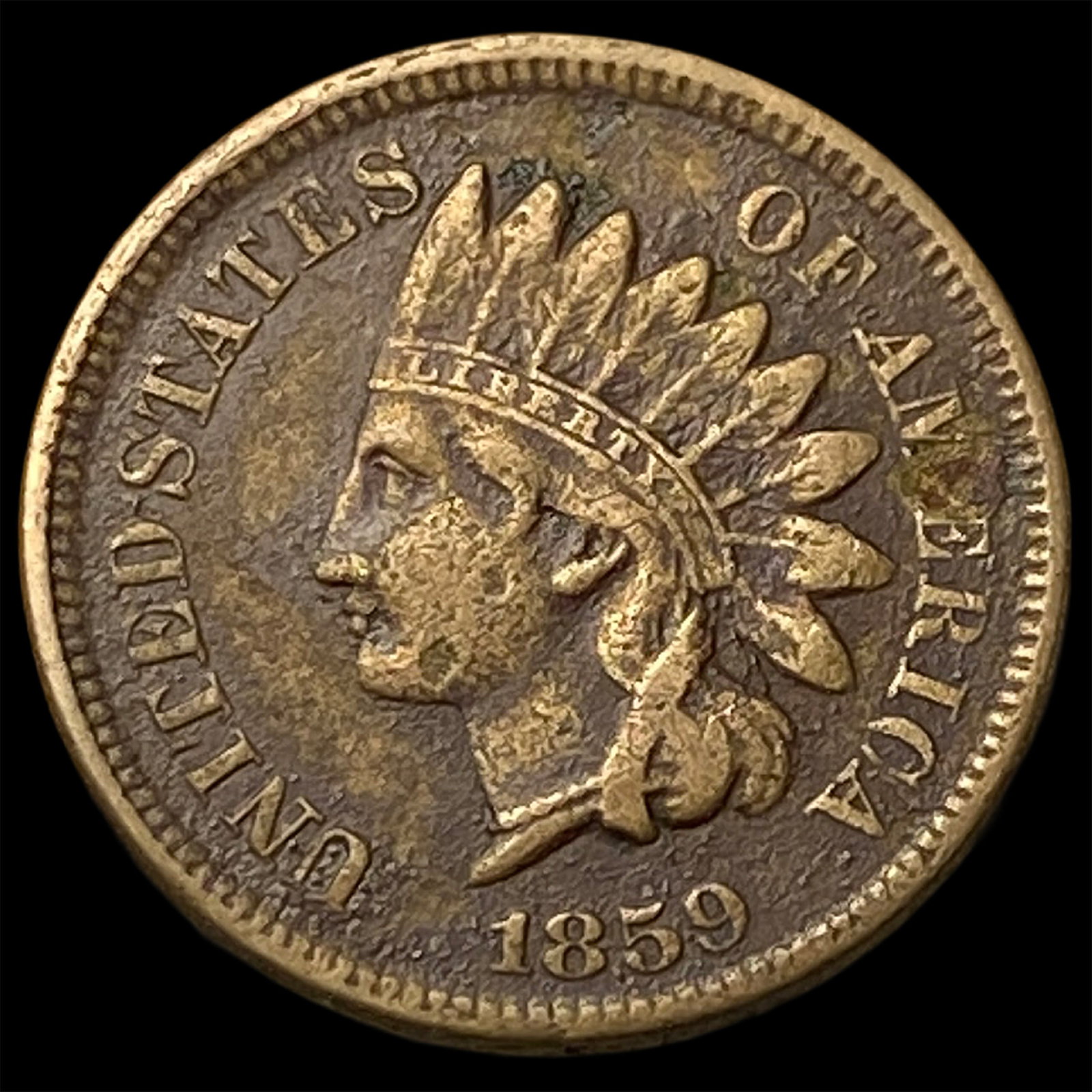 1859 Copper-Nickel Indian Head Cent NEARLY UNCIRCULATED (1 of 2)