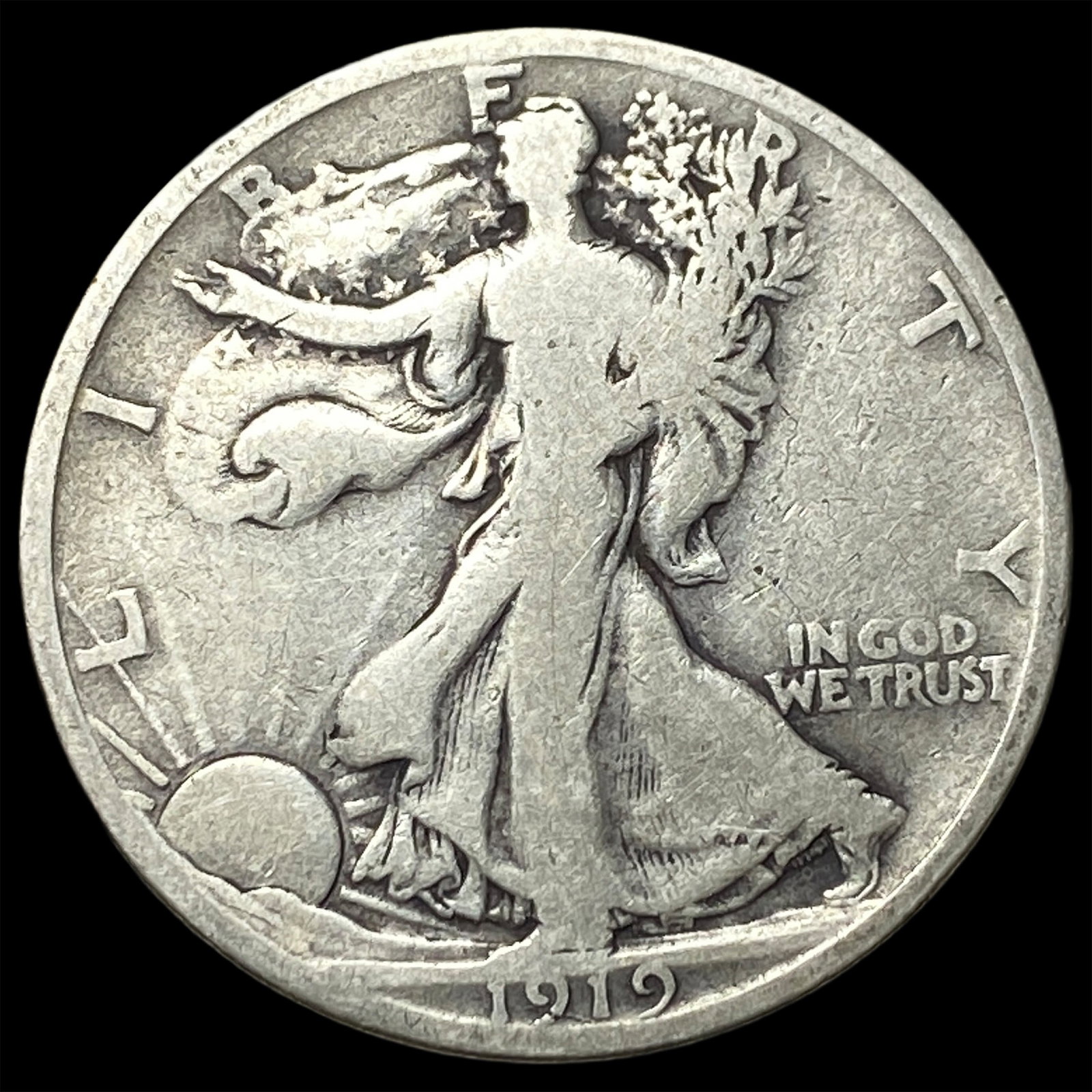 1919-D Silver Walking Liberty Half Dollar LIGHTLY CIRCULATED (1 of 2)