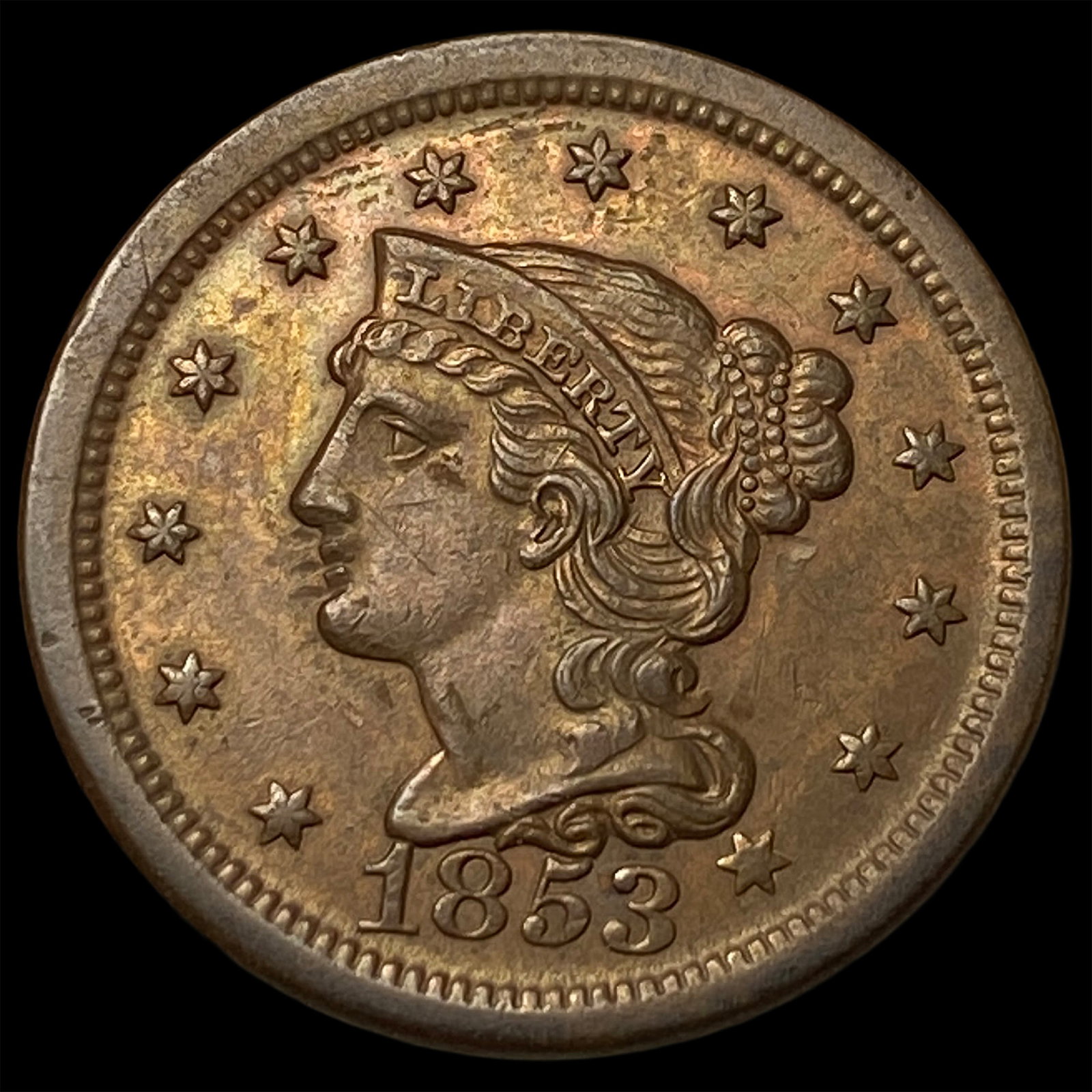 1853 Braided Hair Large Cent CHOICE AU (1 of 2)