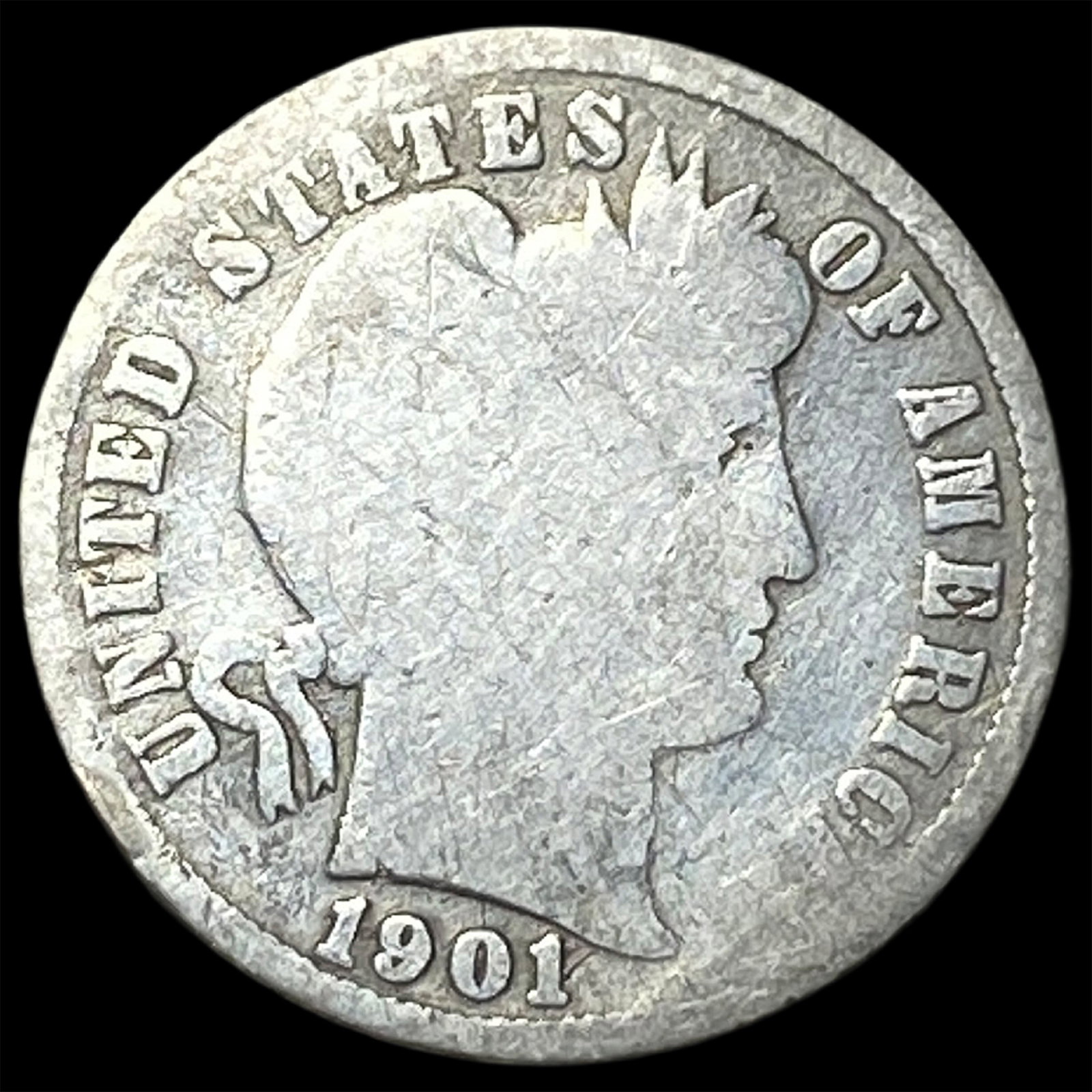 1901-S Silver Barber Dime NICELY CIRCULATED (1 of 2)
