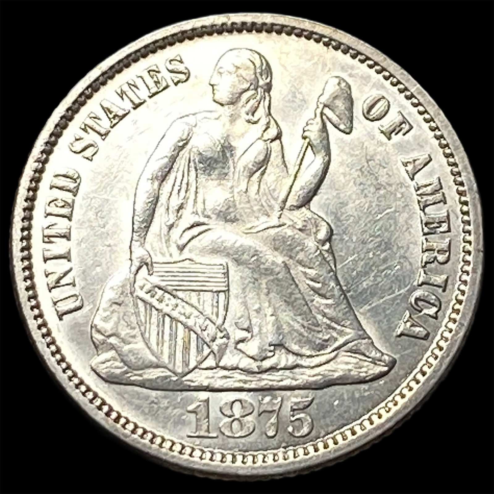 1875 Silver Seated Liberty Dime UNCIRCULATED (1 of 2)