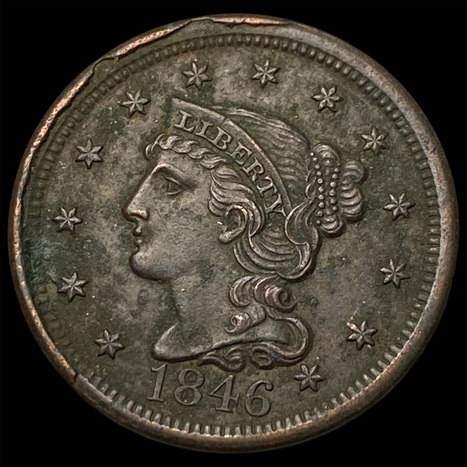 1846 Braided Hair Large Cent HIGH GRADE (1 of 2)