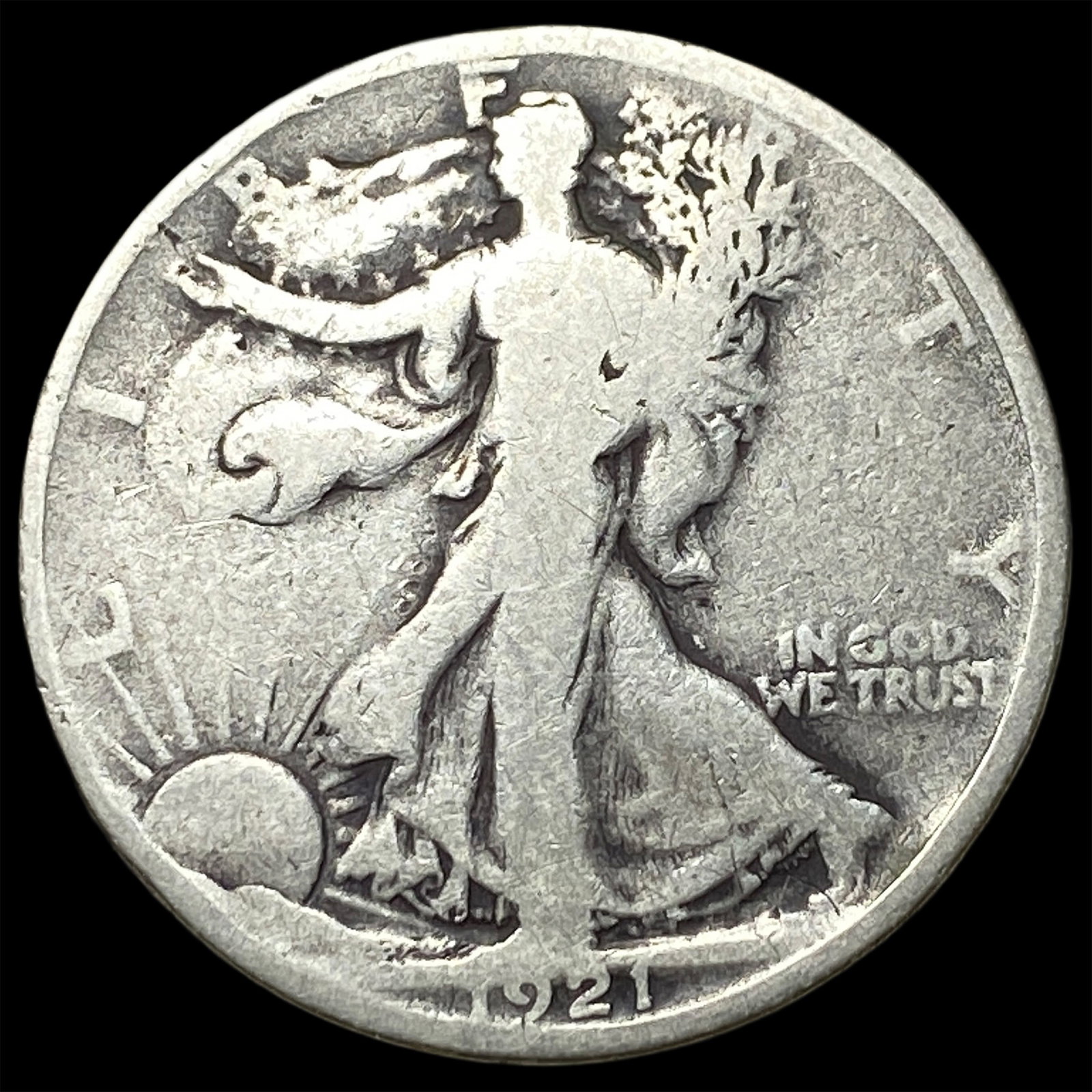 1921 Silver Walking Liberty Half Dollar NICELY CIRCULATED: 1921 Silver Walking Liberty Half Dollar NICELY CIRCULATED