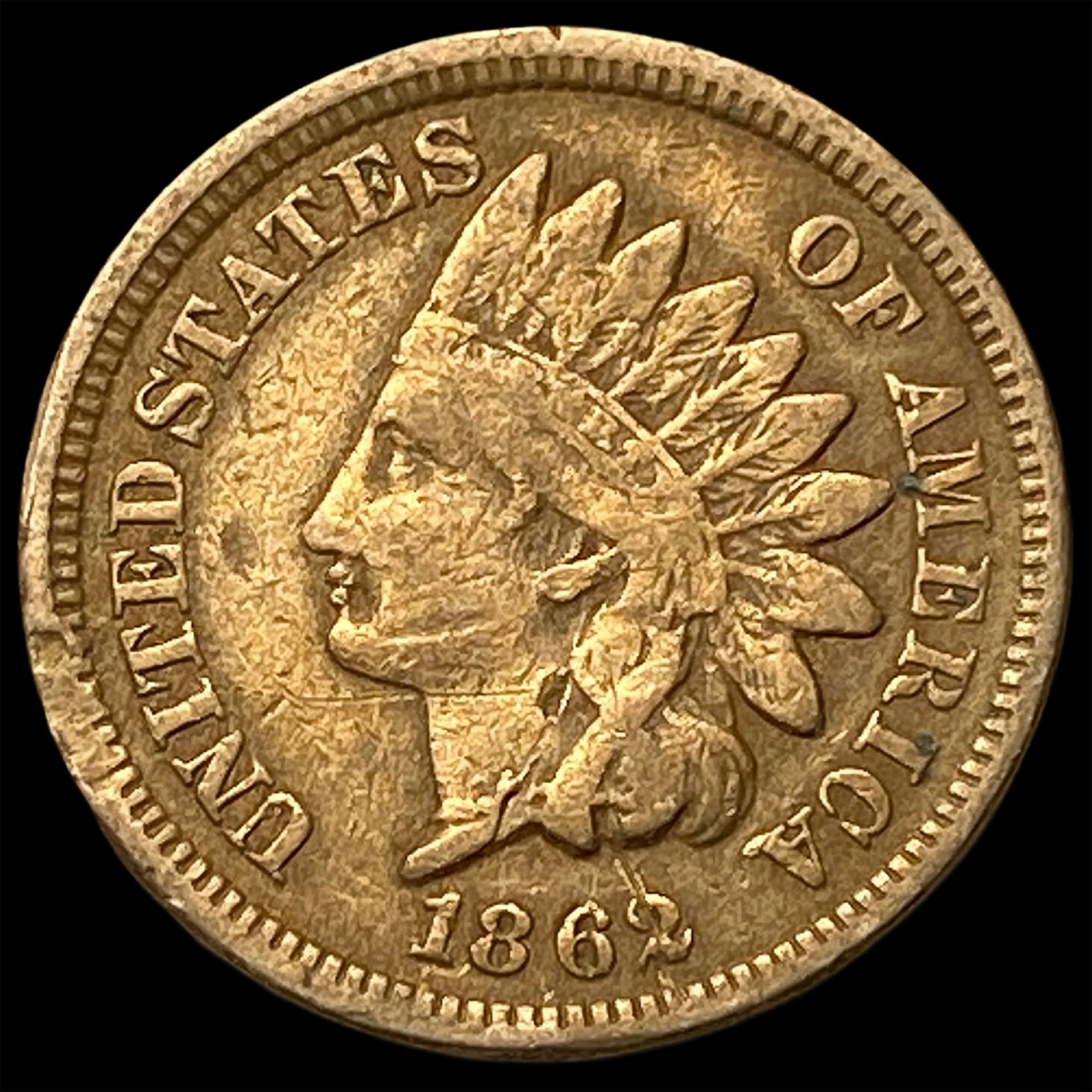 1862 Copper-Nickel Indian Head Cent NEARLY UNCIRCULATED (1 of 2)