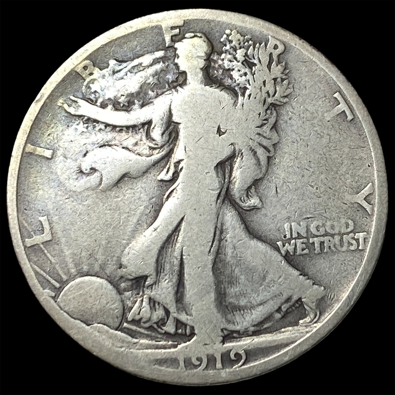 1919-S Silver Walking Liberty Half Dollar NICELY CIRCULATED (1 of 2)