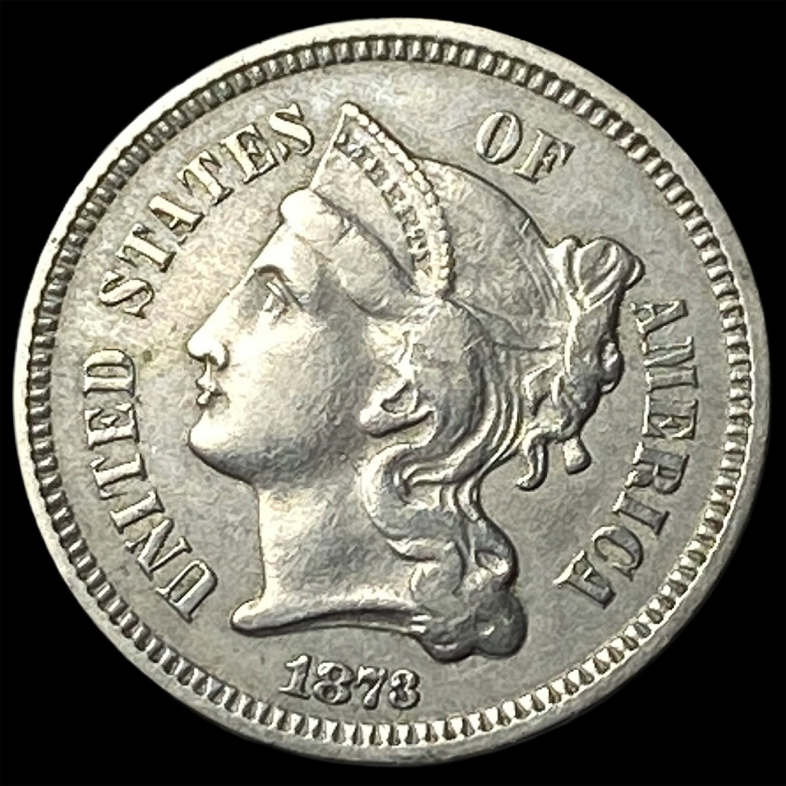 1873 Nickel Three-Cent Piece CLOSELY UNCIRCULATED (1 of 2)