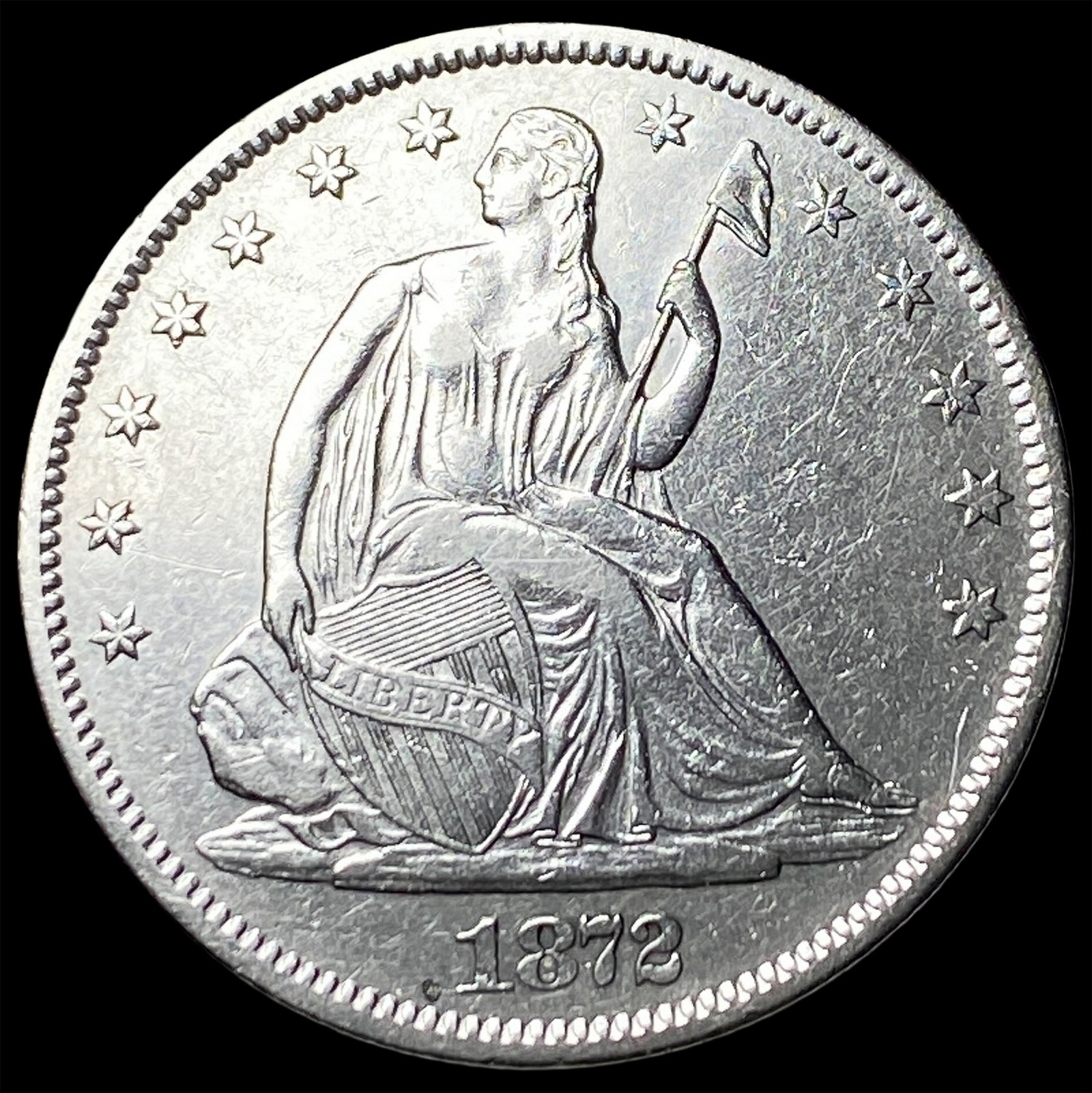1872-S Silver Half Dollar CLOSELY UNCIRCULATED: 1872-S Silver Half Dollar CLOSELY UNCIRCULATED