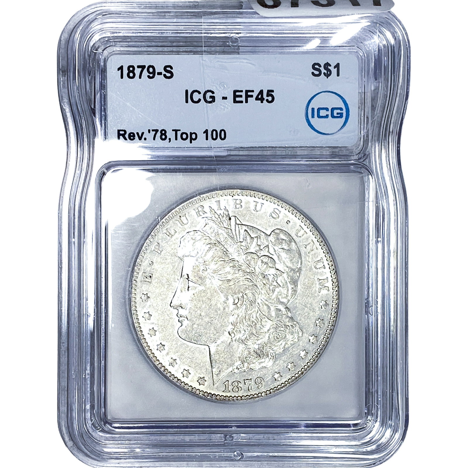 1879-S Morgan Silver Dollar ICG EF45: 1879-S Morgan Silver Dollar ICG EF45
