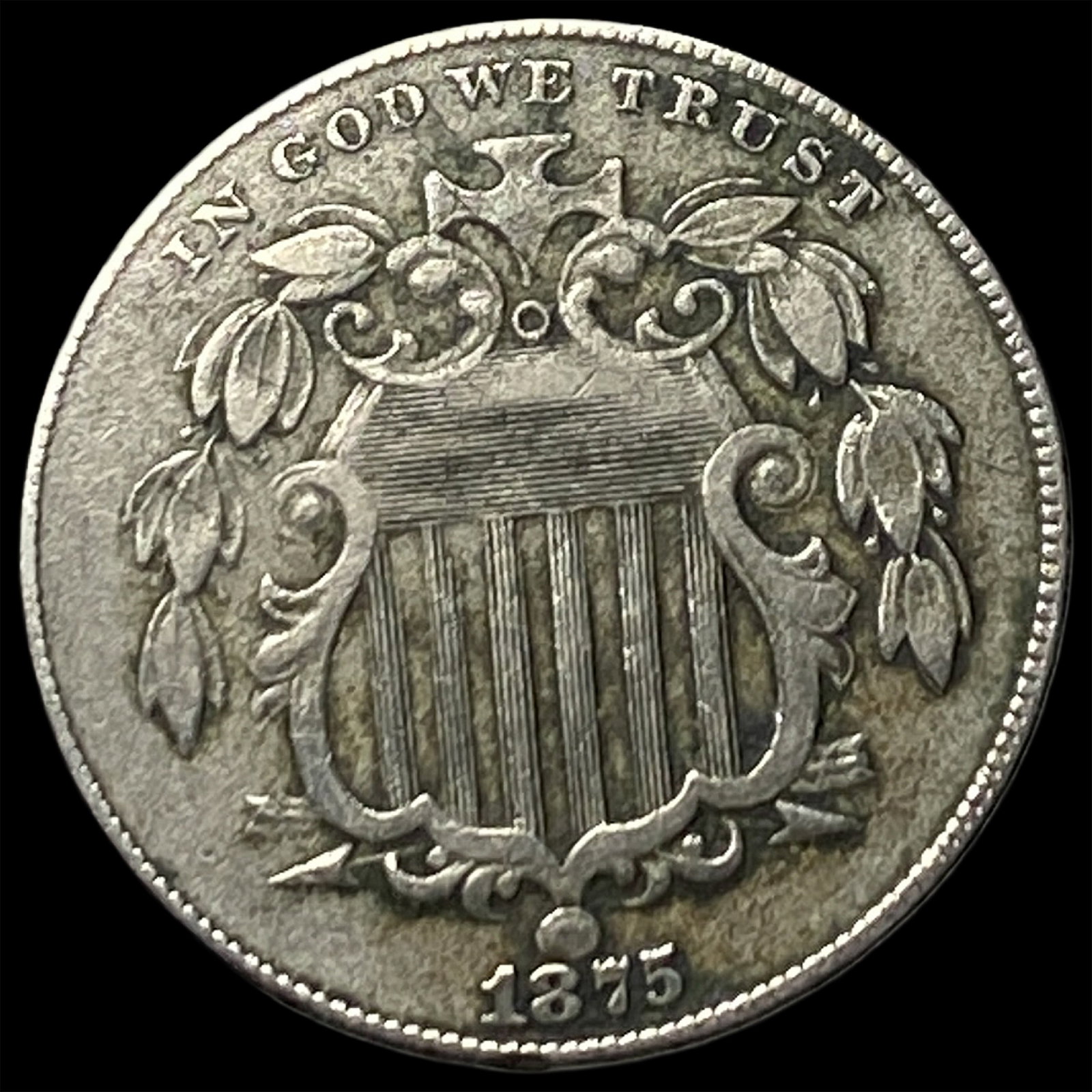 1875 Shield Nickel NEARLY UNCIRCULATED (1 of 2)