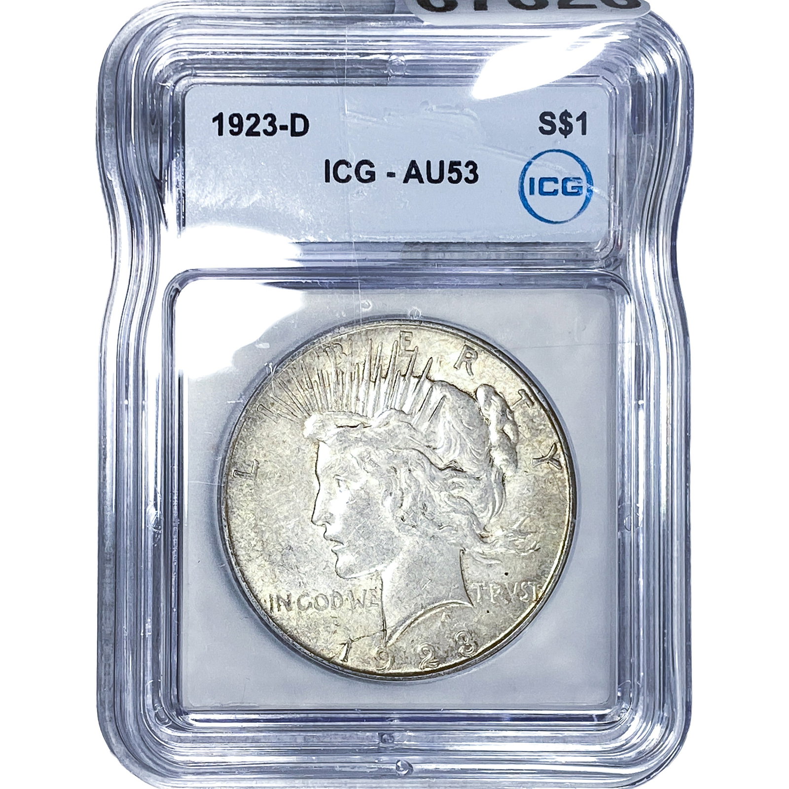 1923-D Silver Peace Dollar ICG AU53: 1923-D Silver Peace Dollar ICG AU53