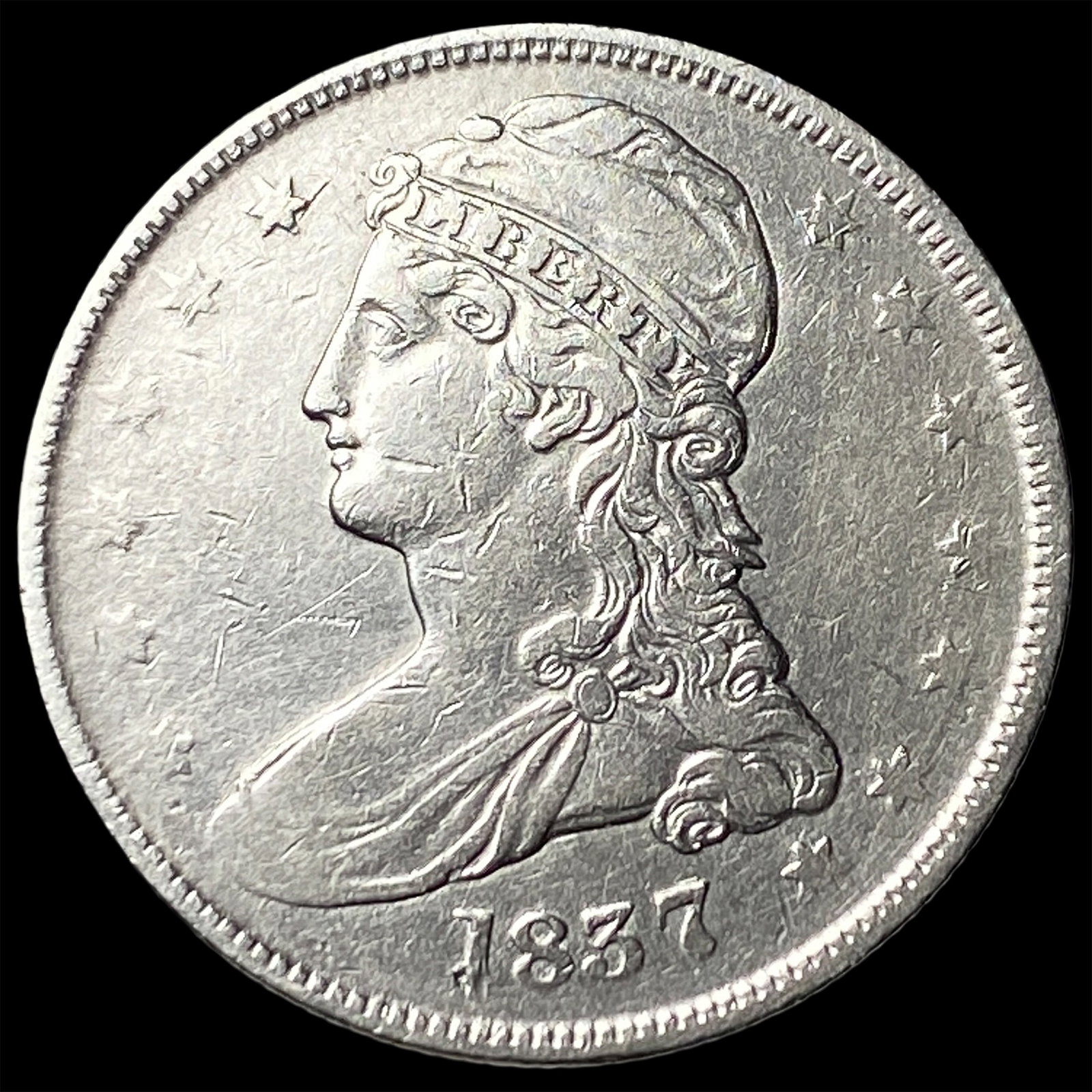 1837 Capped Bust Half Dollar NEARLY UNCIRCULATED (1 of 2)