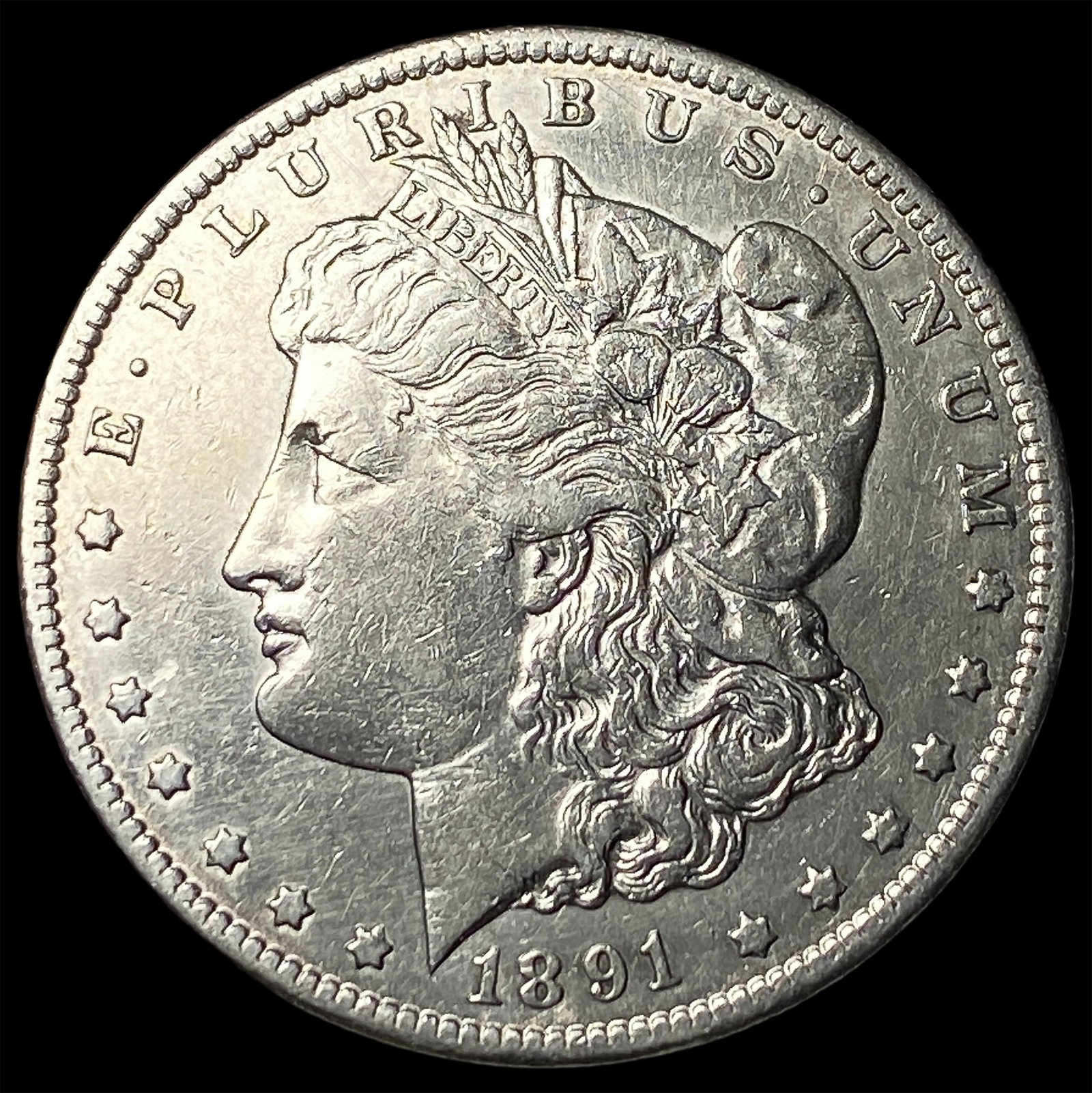 1891-CC Silver Morgan Dollar CLOSELY UNCIRCULATED: 1891-CC Silver Morgan Dollar CLOSELY UNCIRCULATED