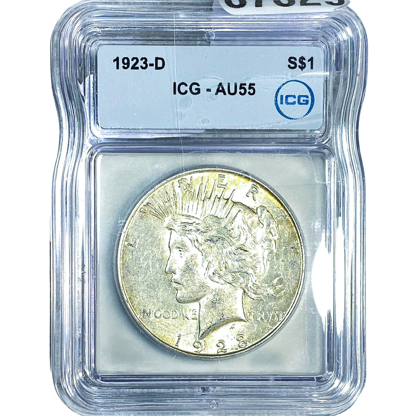 1923-D Silver Peace Dollar ICG AU55: 1923-D Silver Peace Dollar ICG AU55