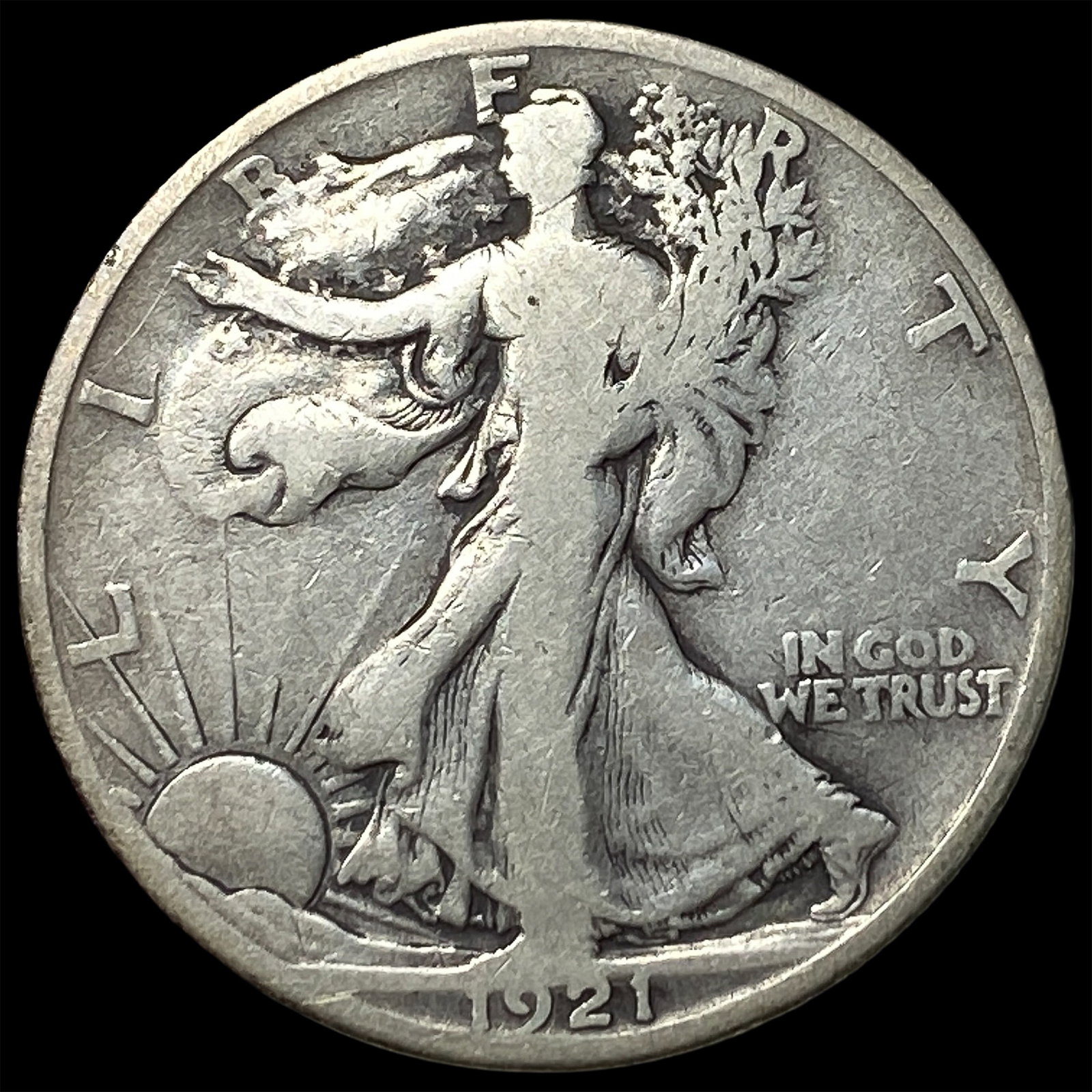 1921-S Silver Walking Liberty Half Dollar NICELY CIRCULATED: 1921-S Silver Walking Liberty Half Dollar NICELY CIRCULATED