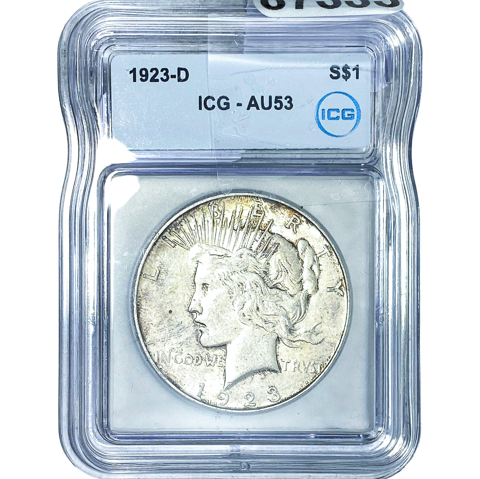 1923-D Silver Peace Dollar ICG AU53: 1923-D Silver Peace Dollar ICG AU53