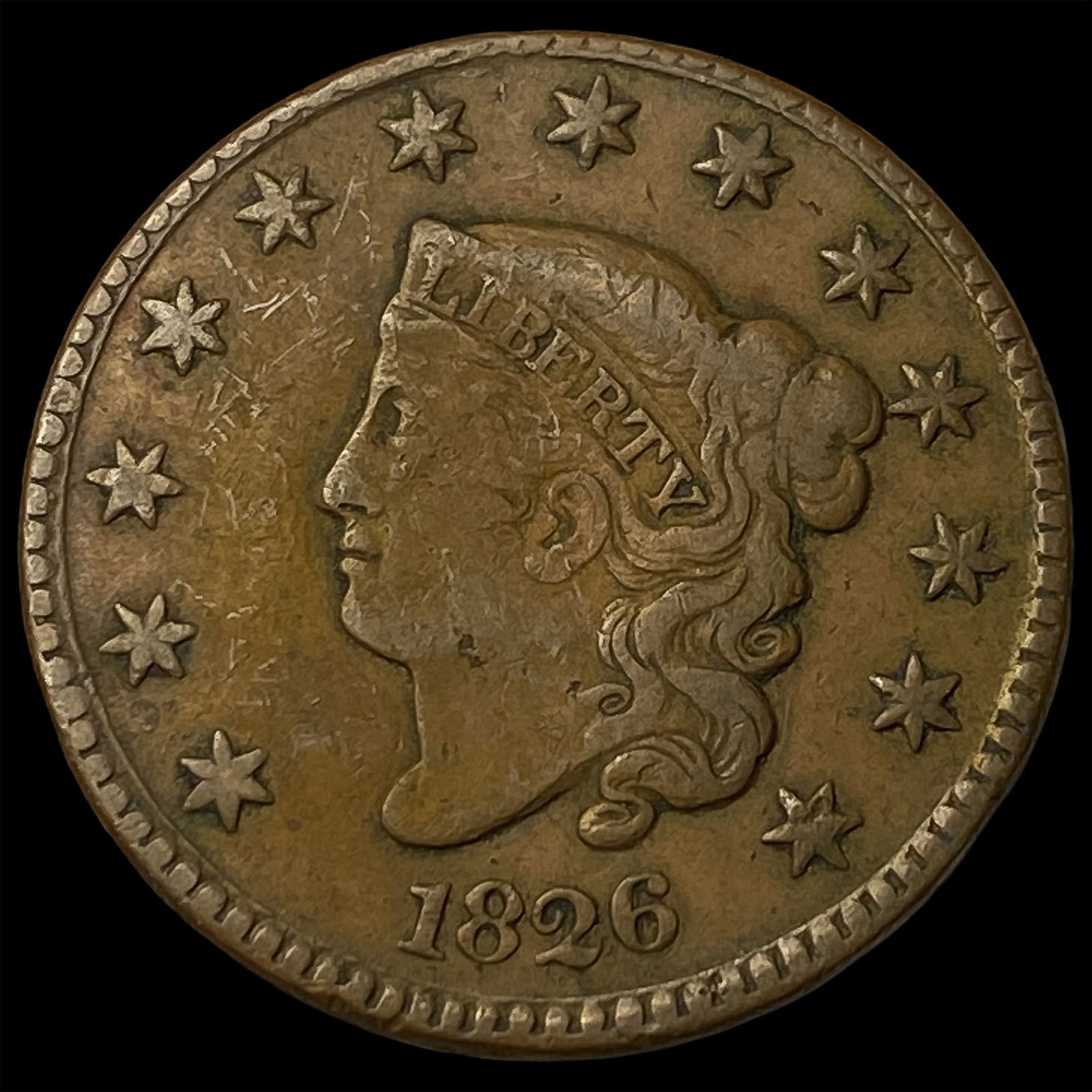 1826 Coronet Head Large Cent LIGHTLY CIRCULATED: 1826 Coronet Head Large Cent LIGHTLY CIRCULATED