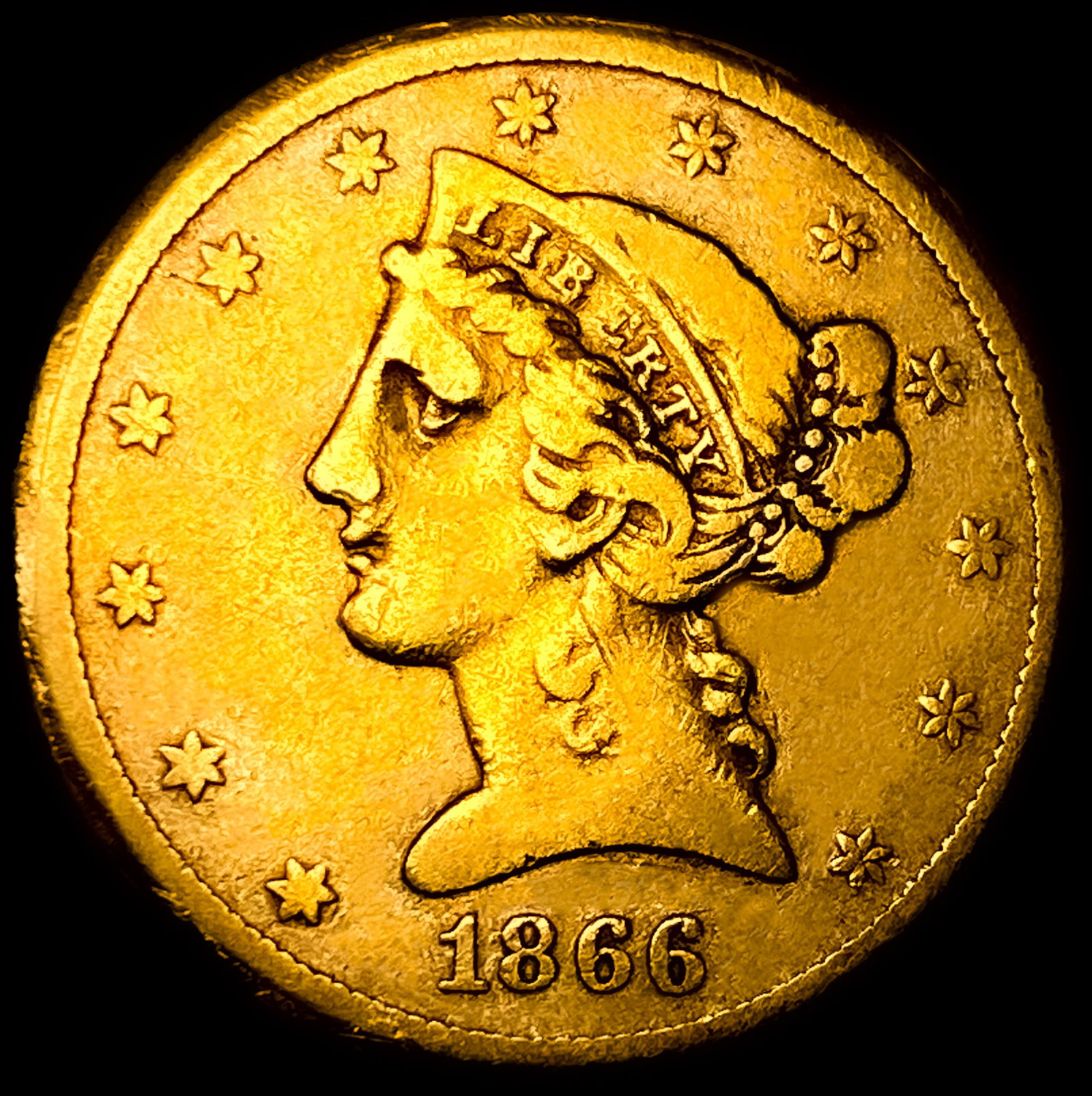 1866-S Motto $5 Gold Half Eagle (1 of 2)