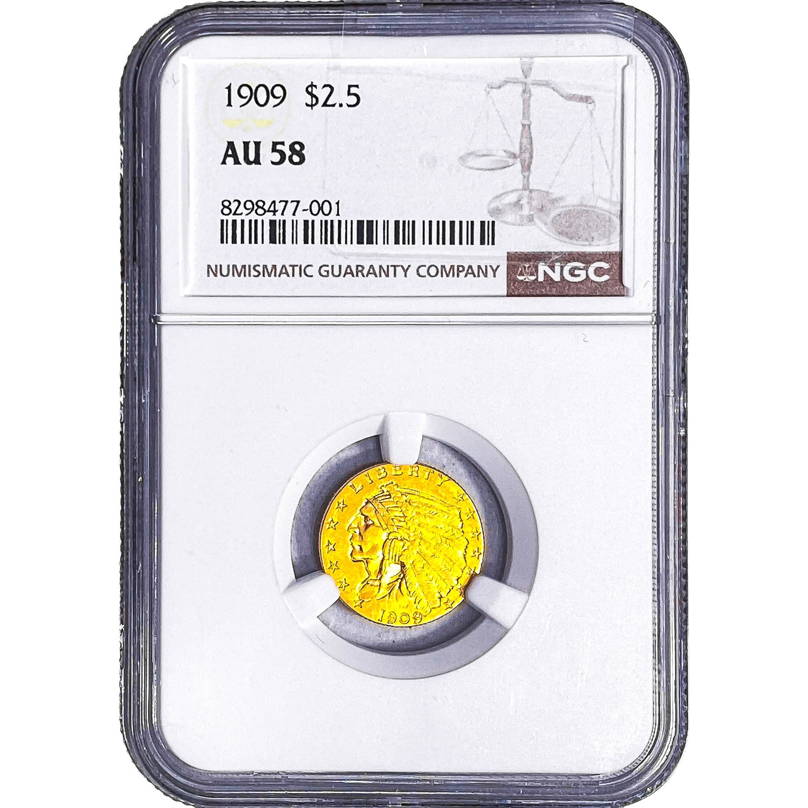 1909 $2.50 Gold Quarter Eagle NGC AU58 (1 of 2)