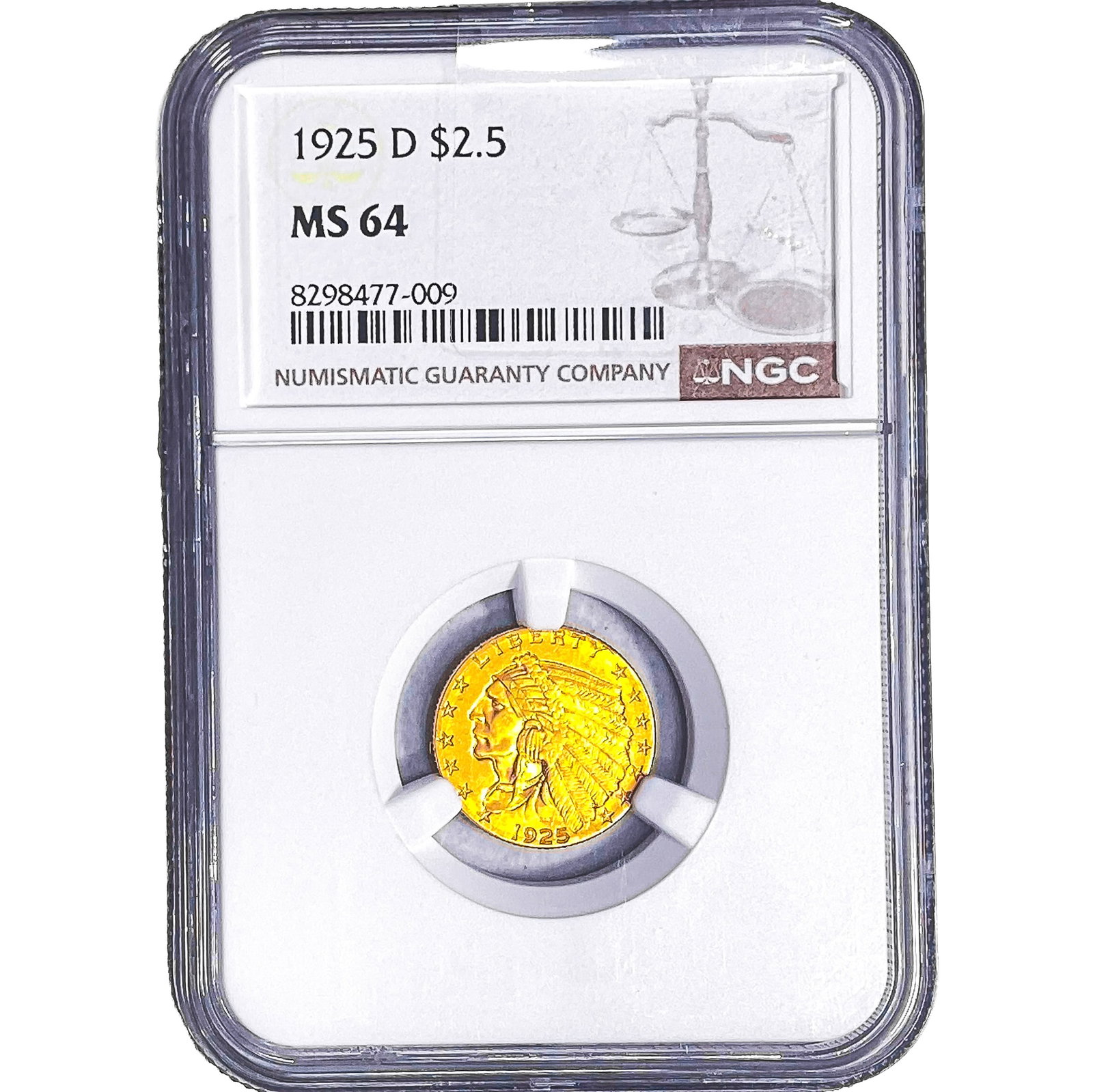 1925-D $2.50 Gold Quarter Eagle NGC MS64 (1 of 2)