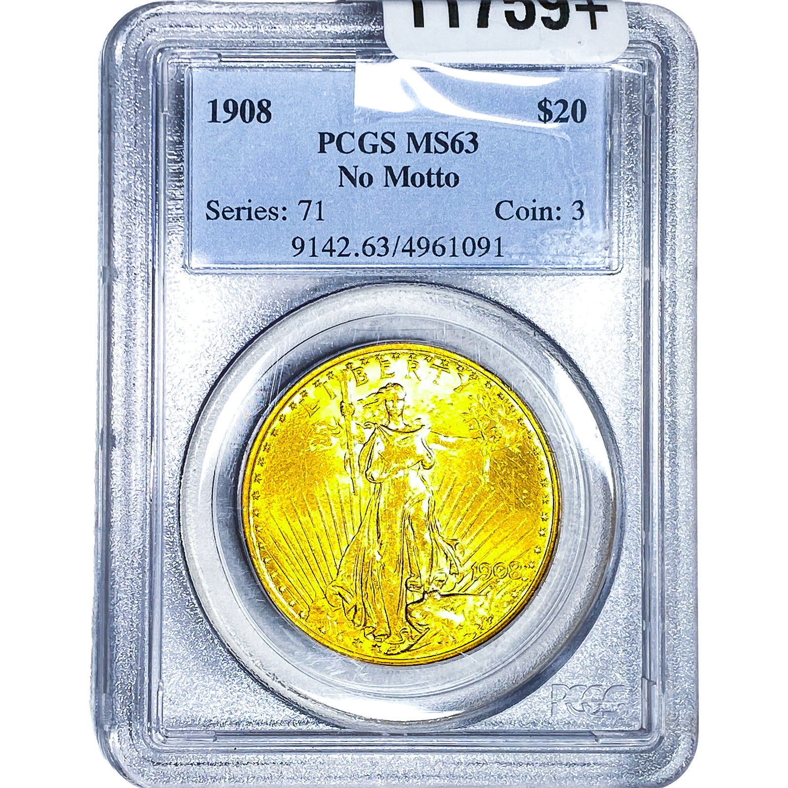 1908 $20 Gold Double Eagle PCGS MS63 No Motto (1 of 4)